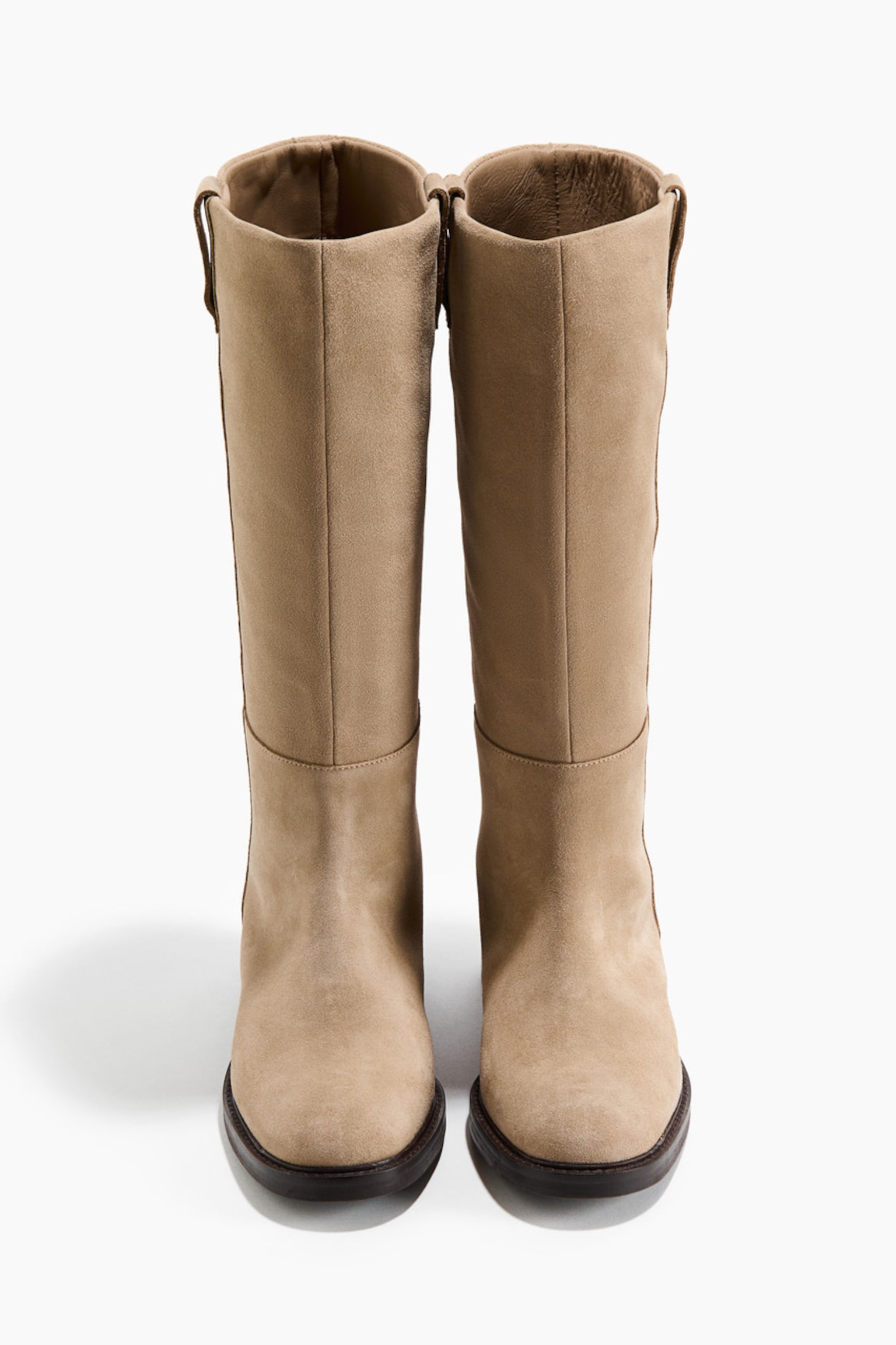 Женские ботинки H&M Knee-High Split Suede, цвет: Бежевый — фото 8