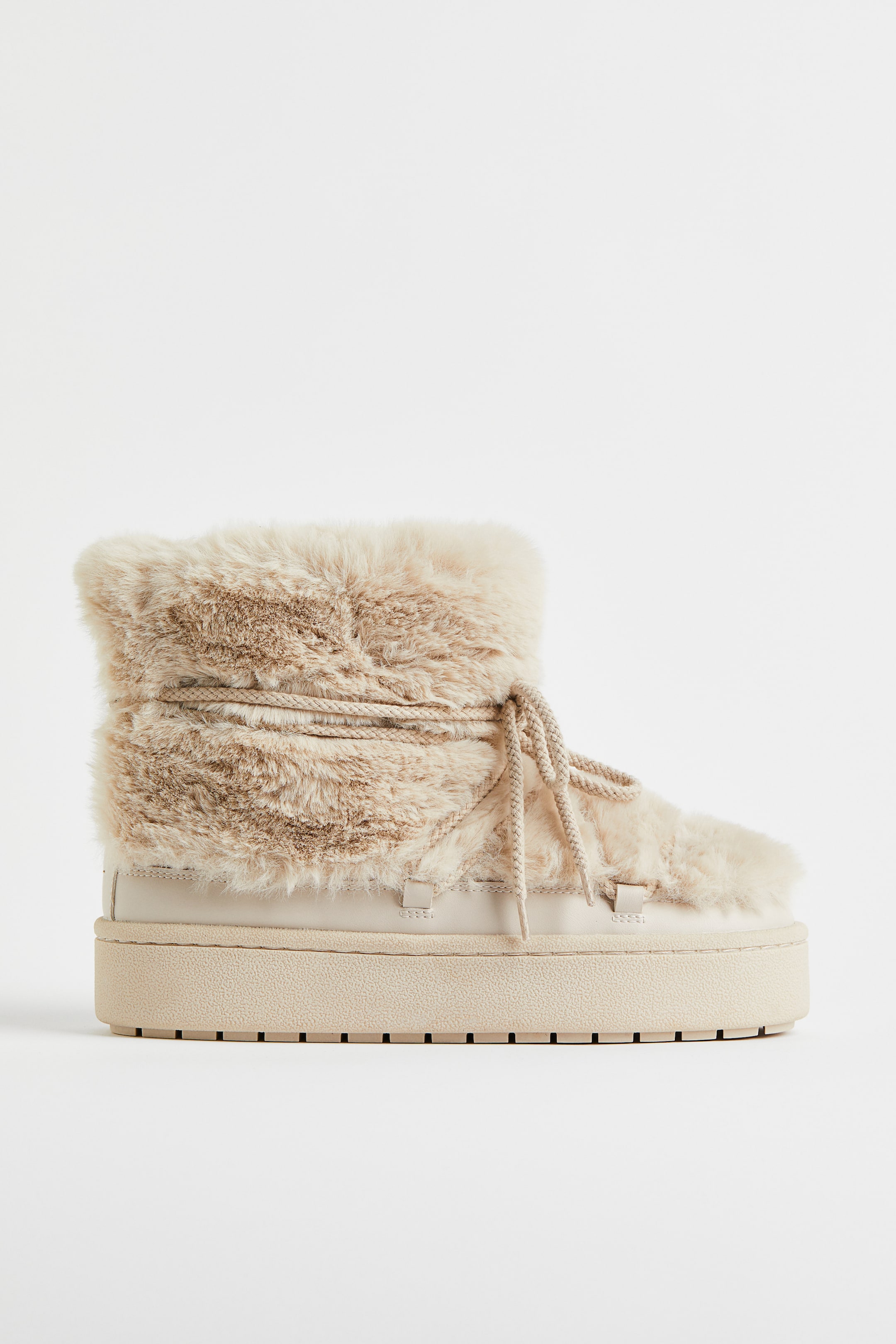 Laced Padded Boots - No heel - Light beige - Ladies | H&M US