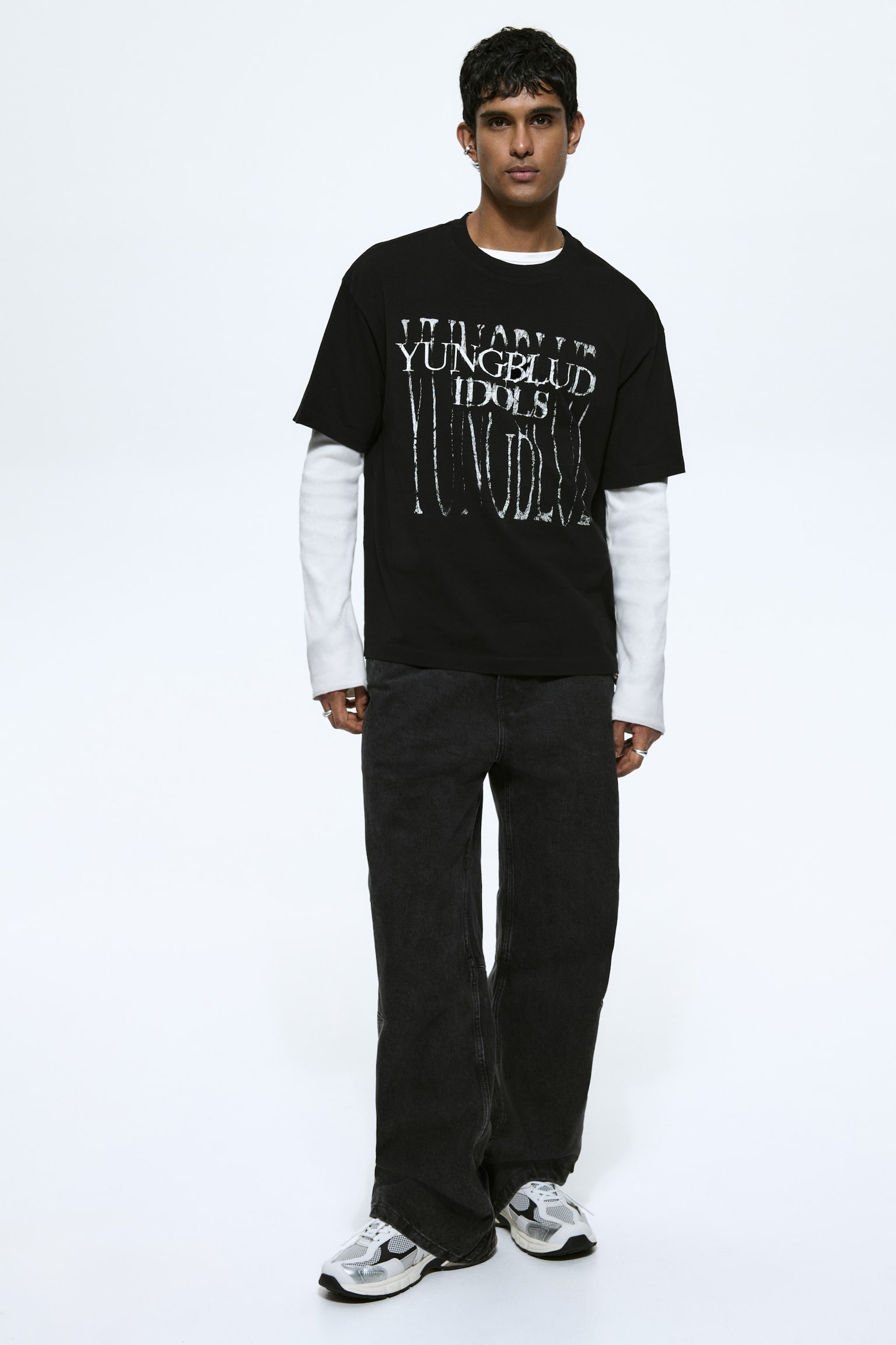 Loose Fit Printed T-shirt - Black/Yungblud Idols/Grey/Linkin Park - 1