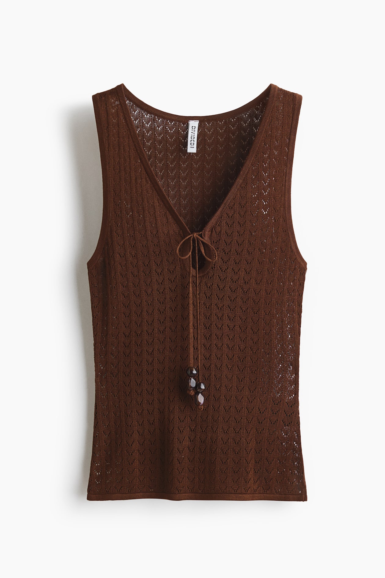 Pointelle-Knit Tie-Detail Top