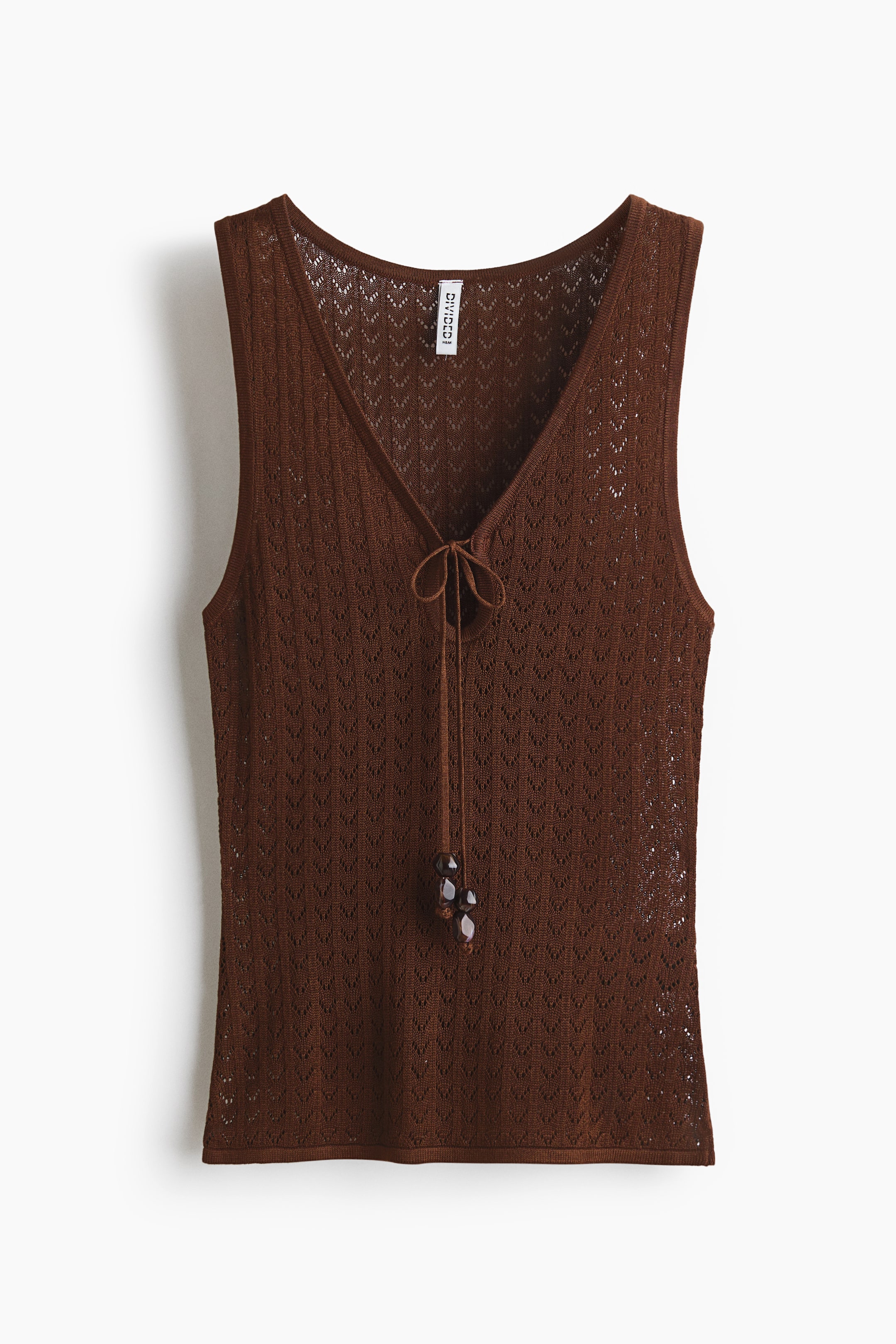 Pointelle-Knit Tie-Detail Top