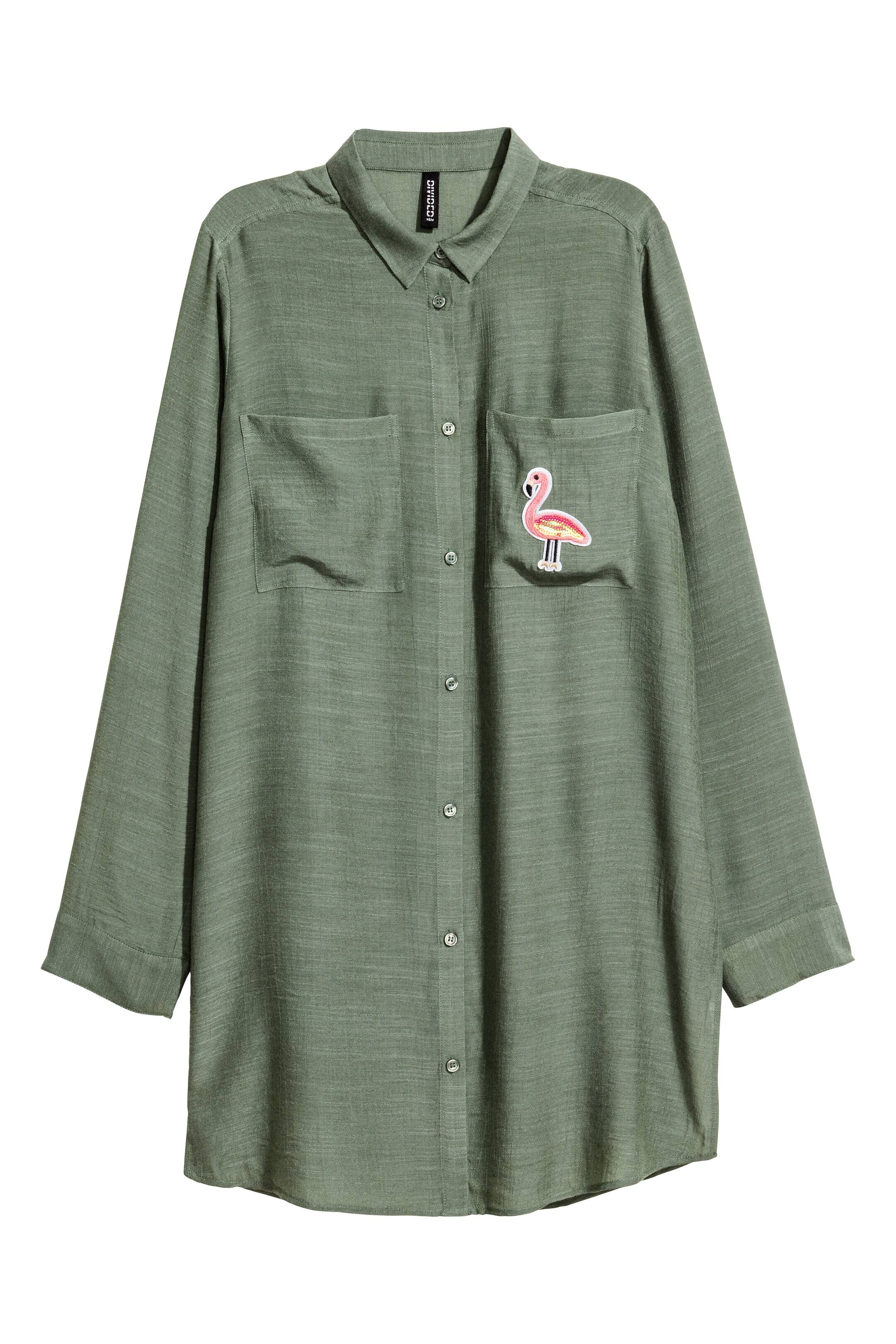 View larger image: Shirt with appliqué - Khaki green - Ladies | H&M GB 1