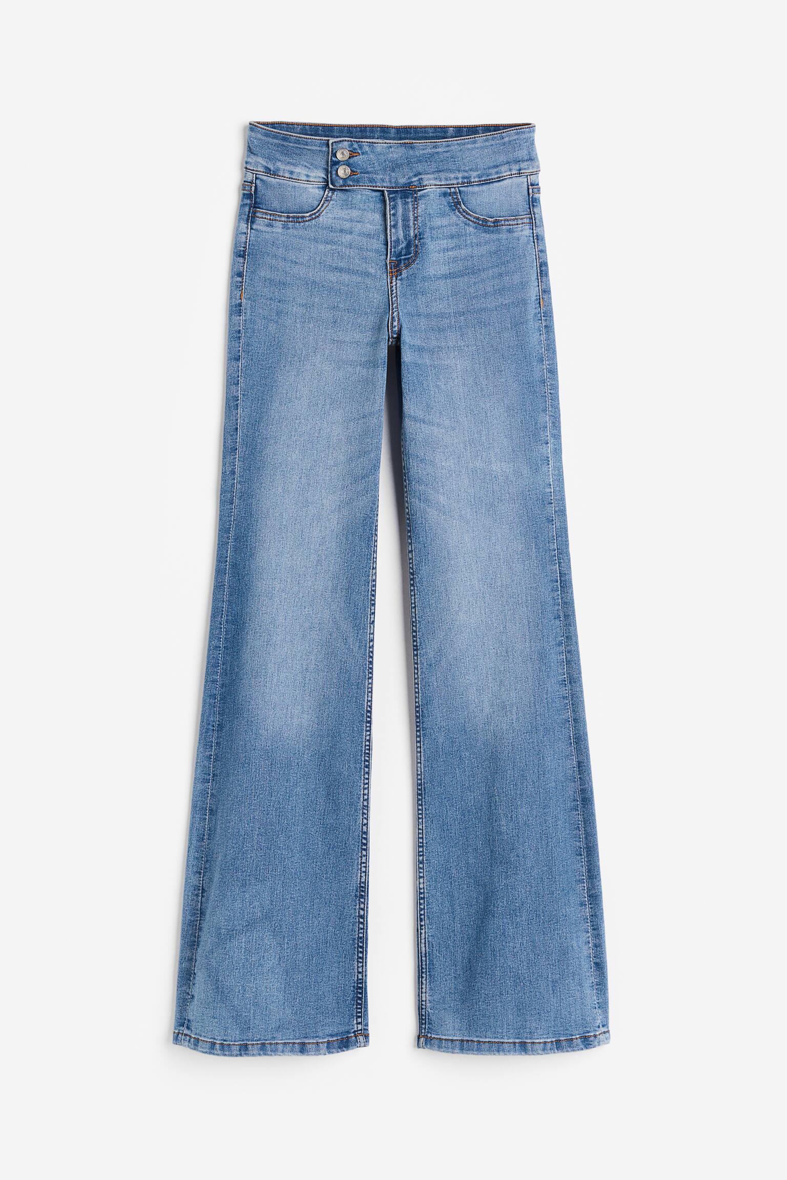 Flared Low Jeans - כחול ג'ינס בהיר - 1