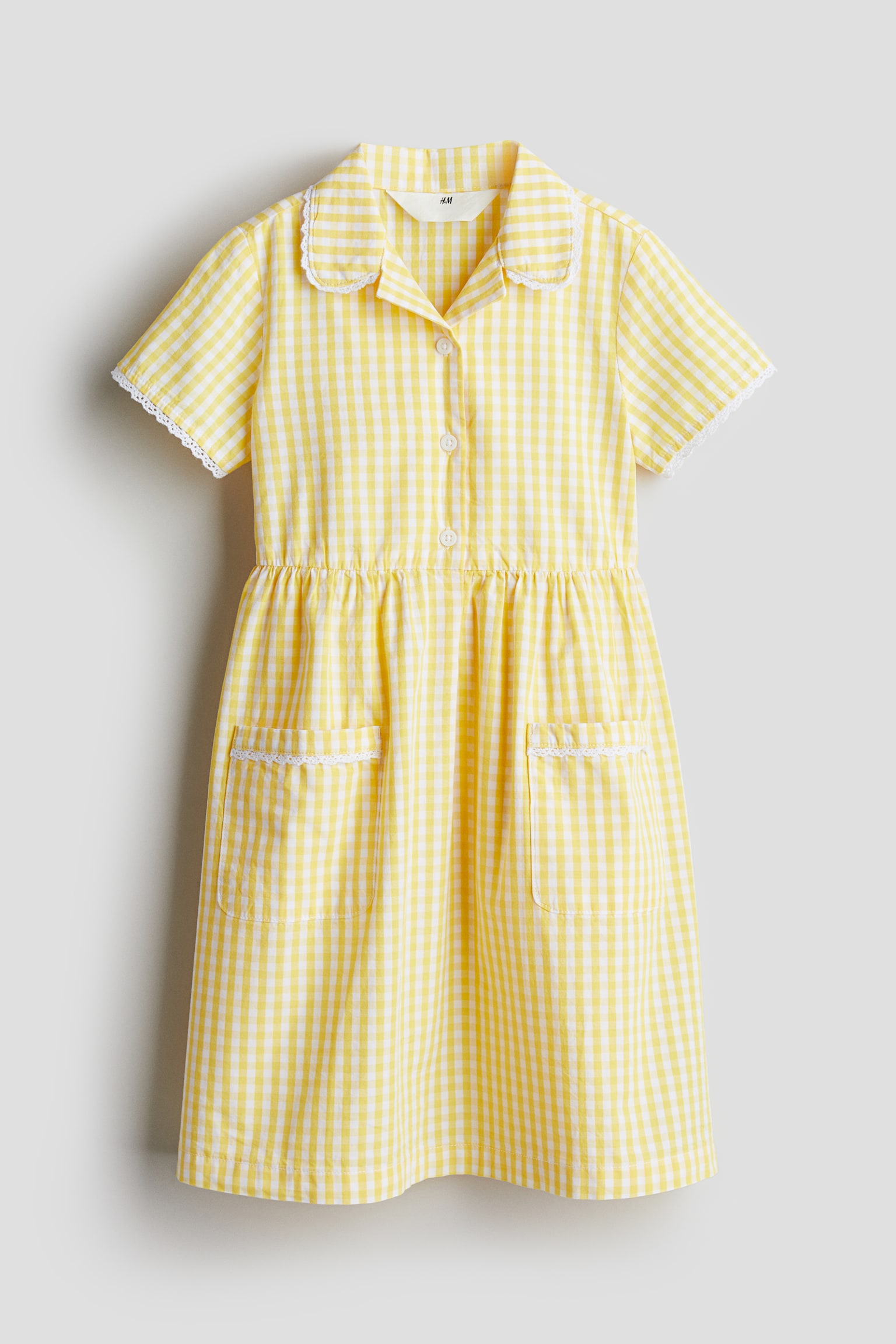 Checked cotton school dress - Light yellow/Checked - 1