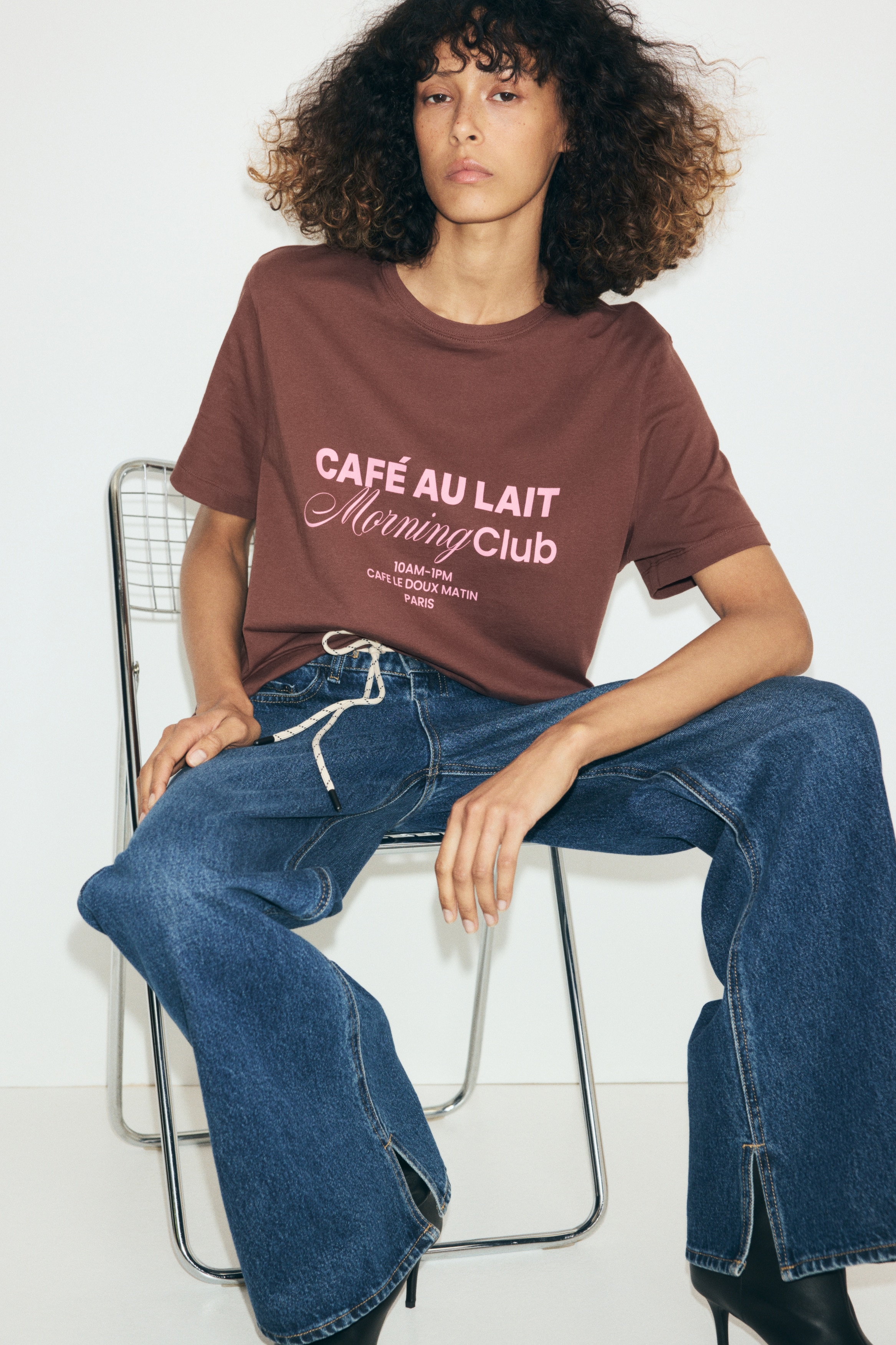 Áo thun cotton - Màu nâu/Morning Club/Màu trắng/Espresso Club/Màu xanh lá đậm