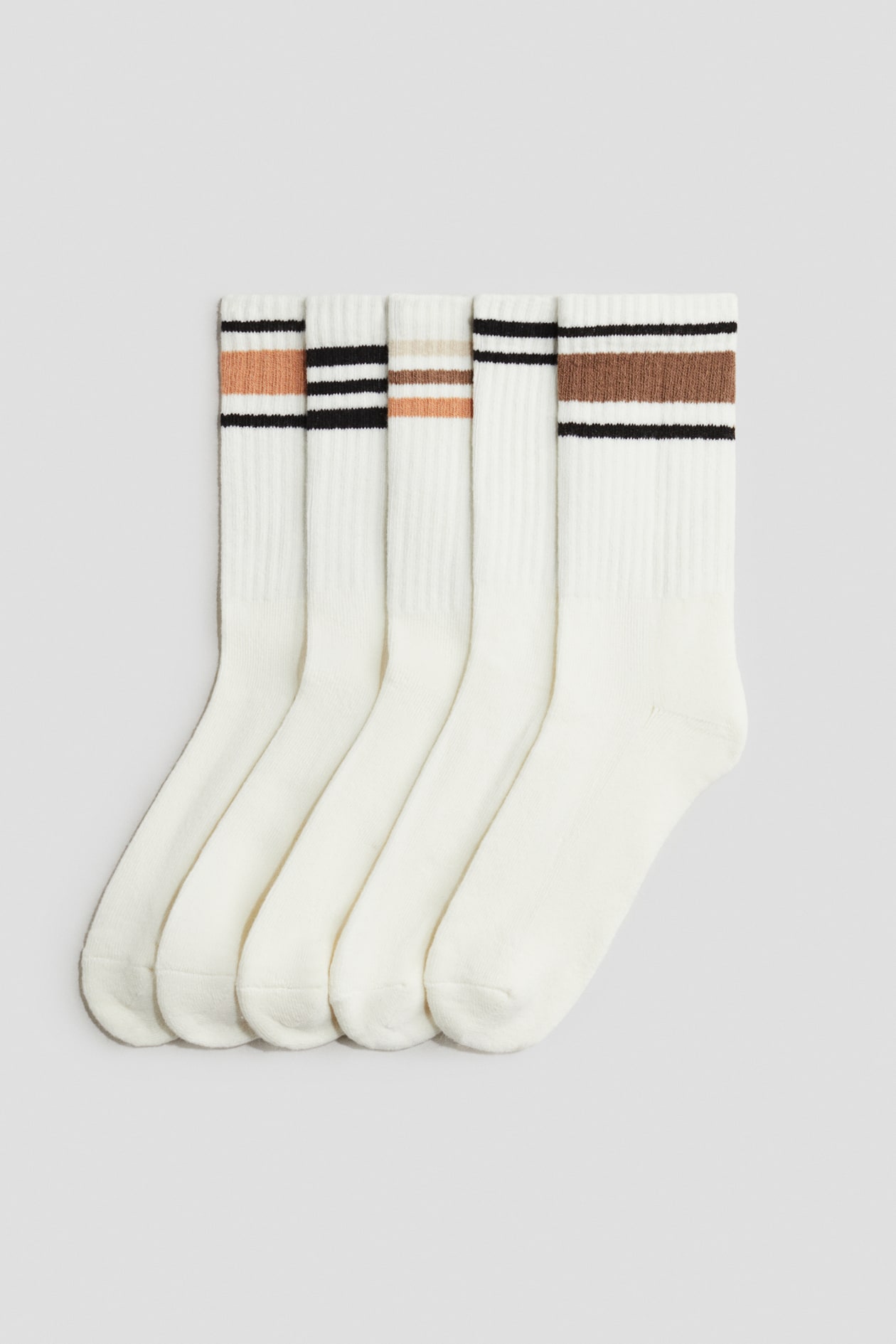 Lot de paires de chaussettes côtelées Blanc/marron ENFANT - Main Image