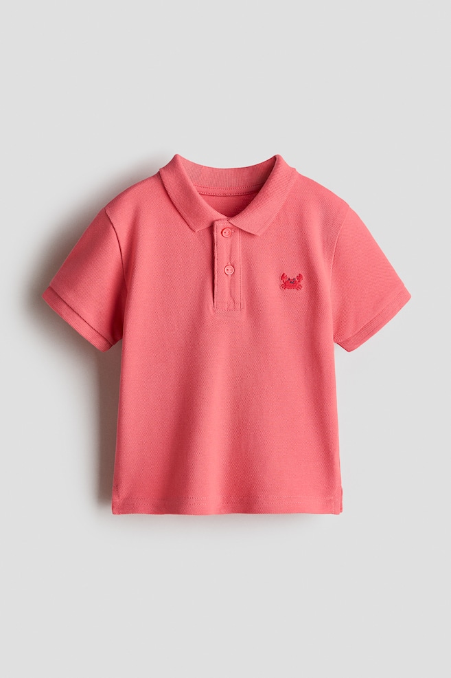 Embroidered-Detail Polo Shirt - Raspberry red/Light blue/whale/White/navy blue striped - 1