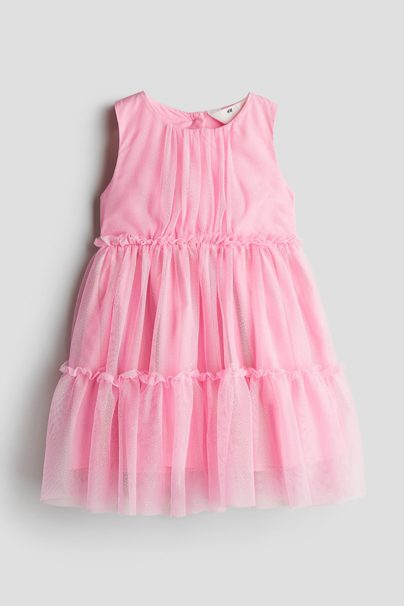 Frill-trimmed tulle dress - Pink/Light yellow - 1