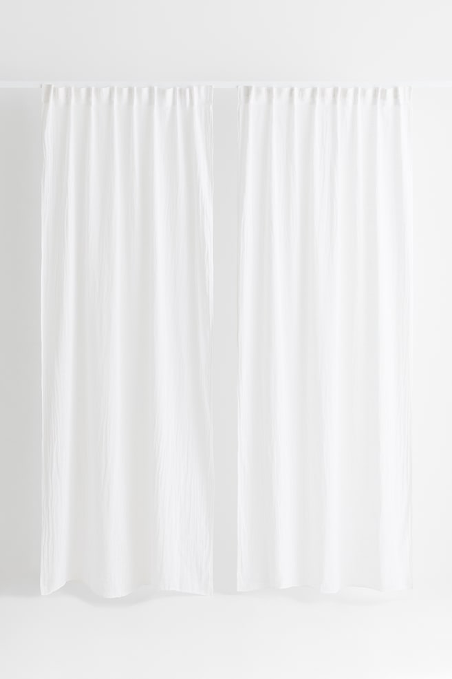 2-pack linen-blend curtains - Vit/Ljus gråbeige/Antracitgrå - 6