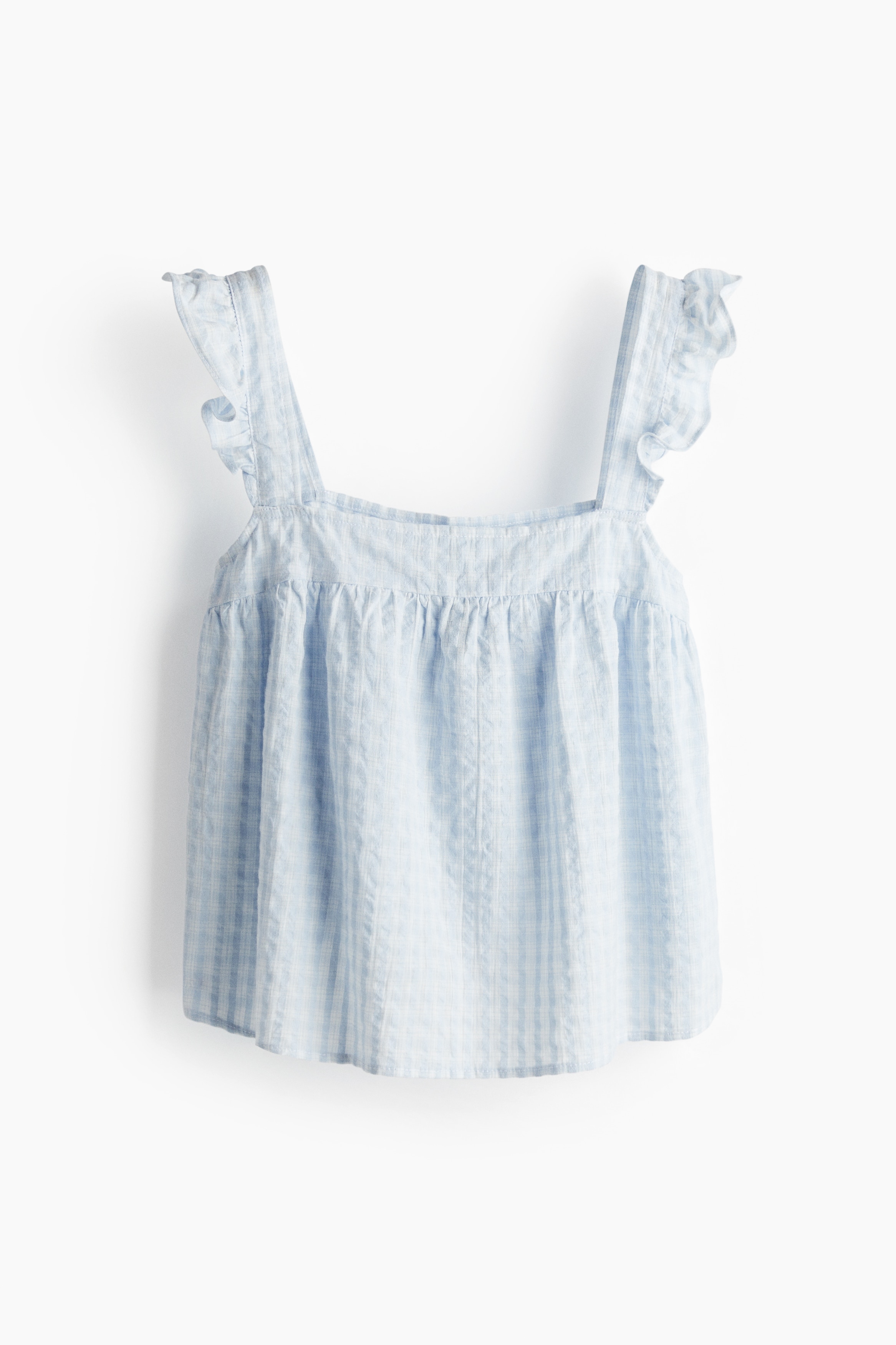 Top en seersucker de algodón - Azul claro/Cuadros/Blanco/Beige claro/Franjas