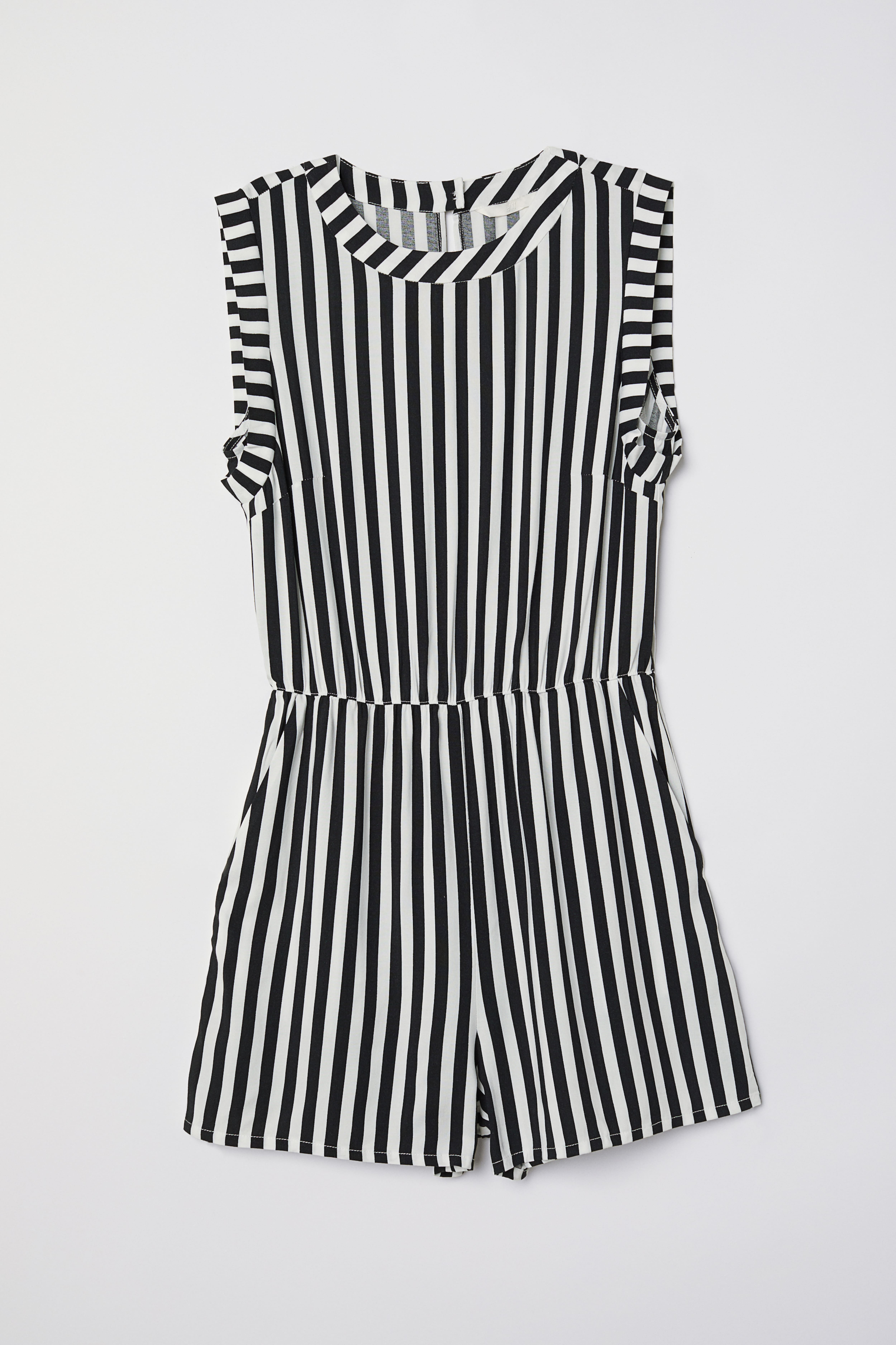 Sleeveless playsuit White Black striped Ladies H M GB