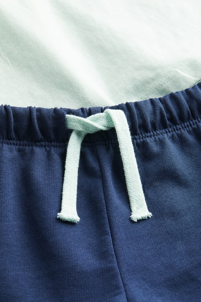 2-piece cotton set - Mint green/Dark blue/Beige/Striped - 2