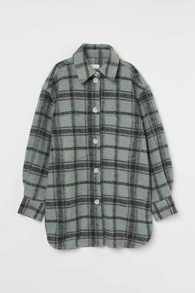 Felted shacket - Green/Black checked/Grey/Blue checked/Brown/Grey checked/Light grey/White checked