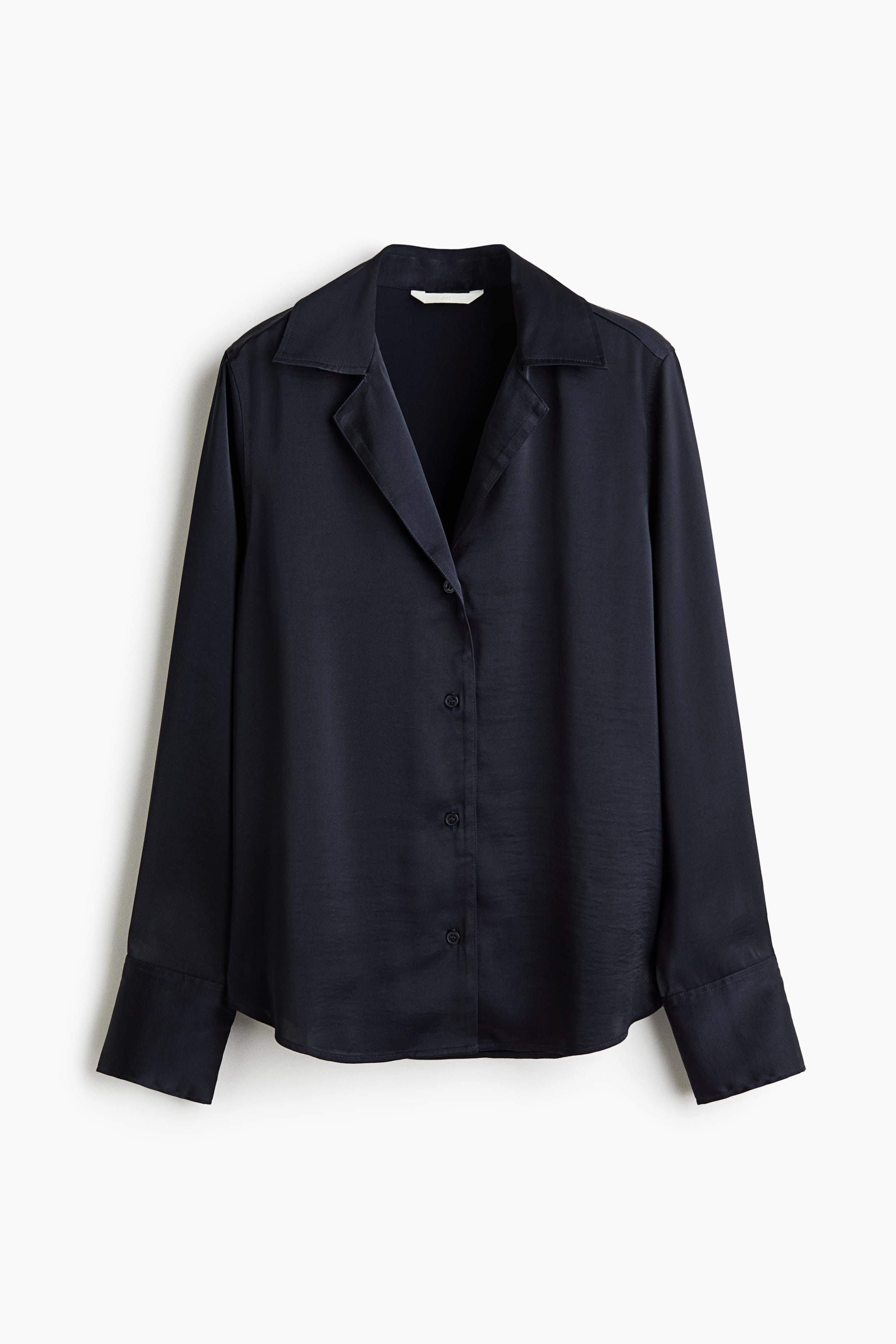 View larger image: Satin resort shirt - Navy blue - Ladies | H&M 1