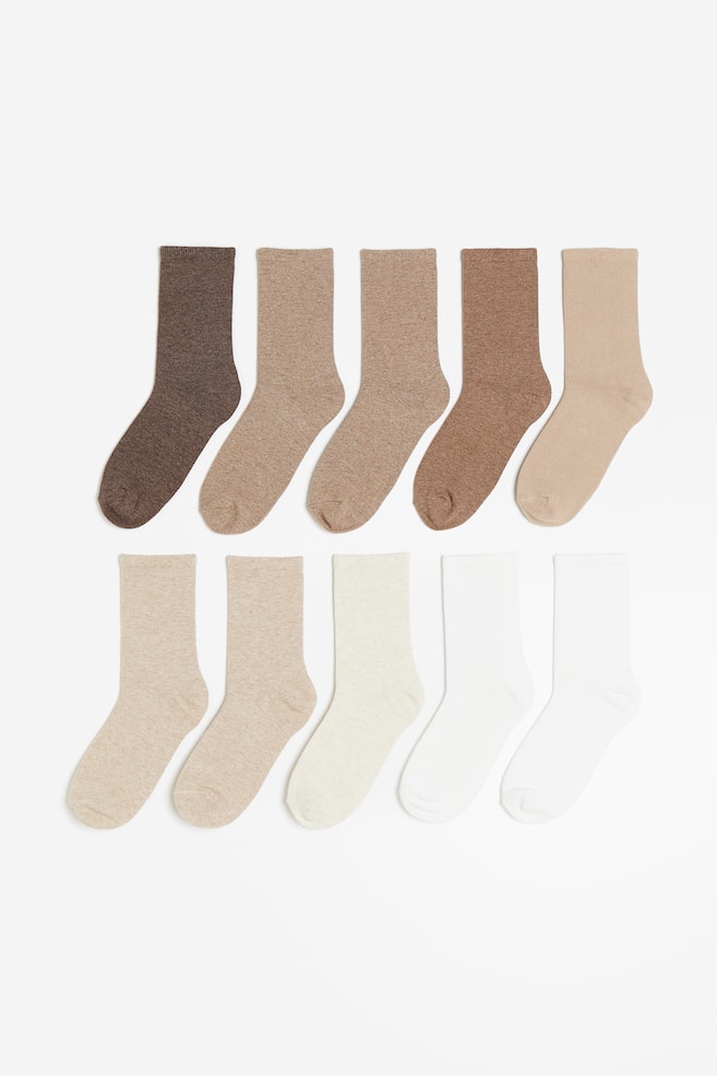 10 paria sukkia - Valkoinen/Beige/Musta/Valkoinen/Musta/Harmaa/Valkoinen - 1