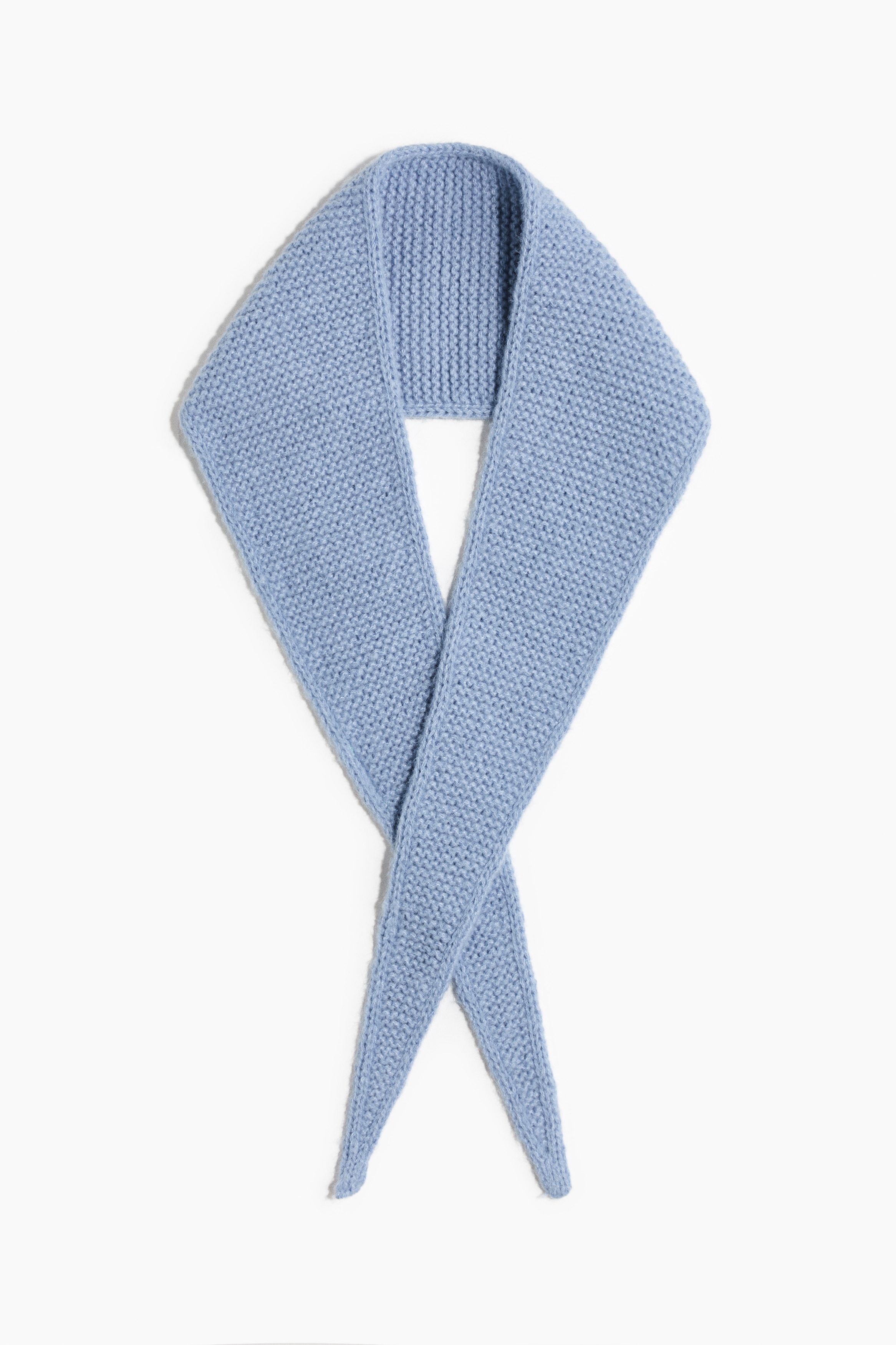Garter-Stitched Scarf - Light blue/Gray melange
