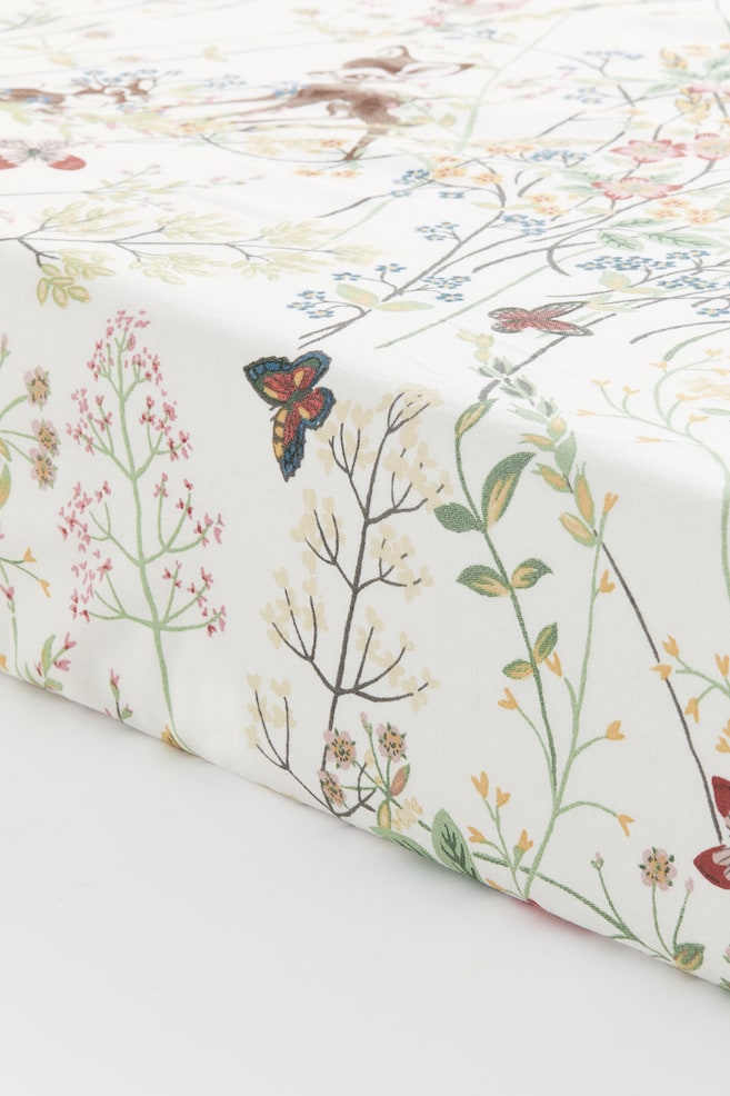 Cot fitted sheet - White/Bambi - 1