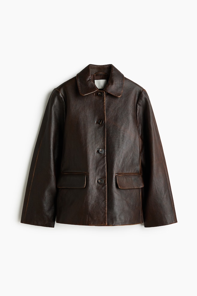 Leather jacket - Dark brown - 1