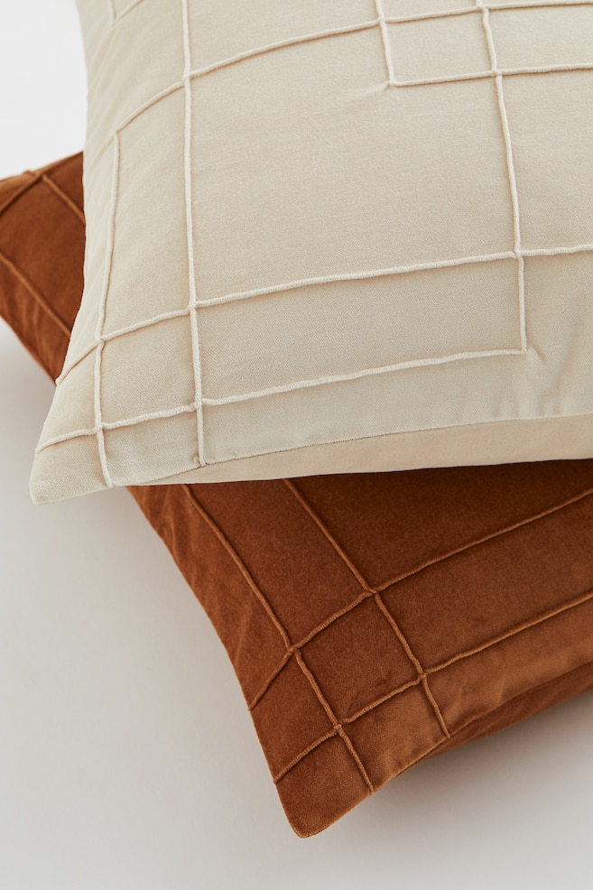 Cotton velvet cushion cover - Light beige - 3