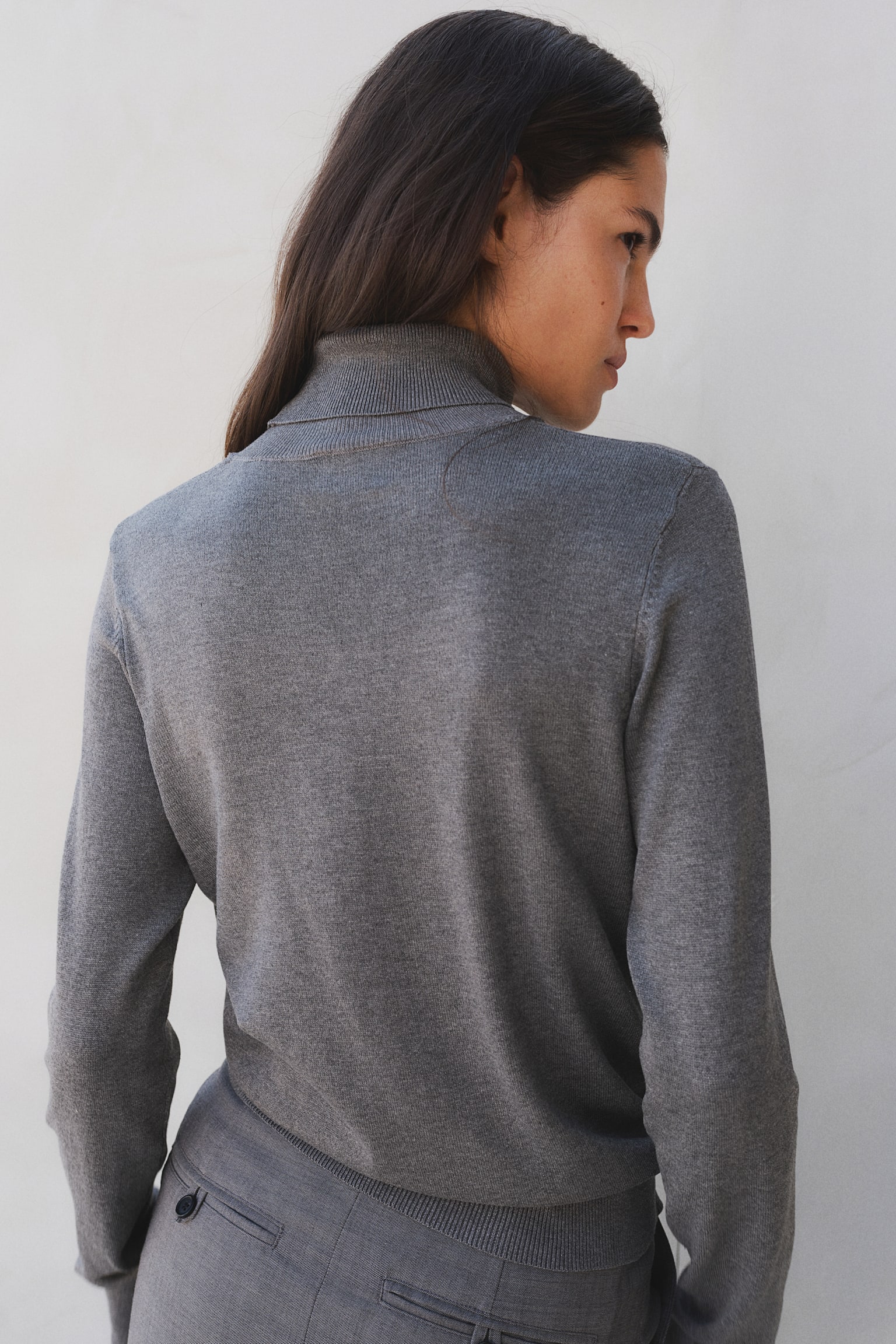 Polo-neck jumper - Grey  marl/Black - 3