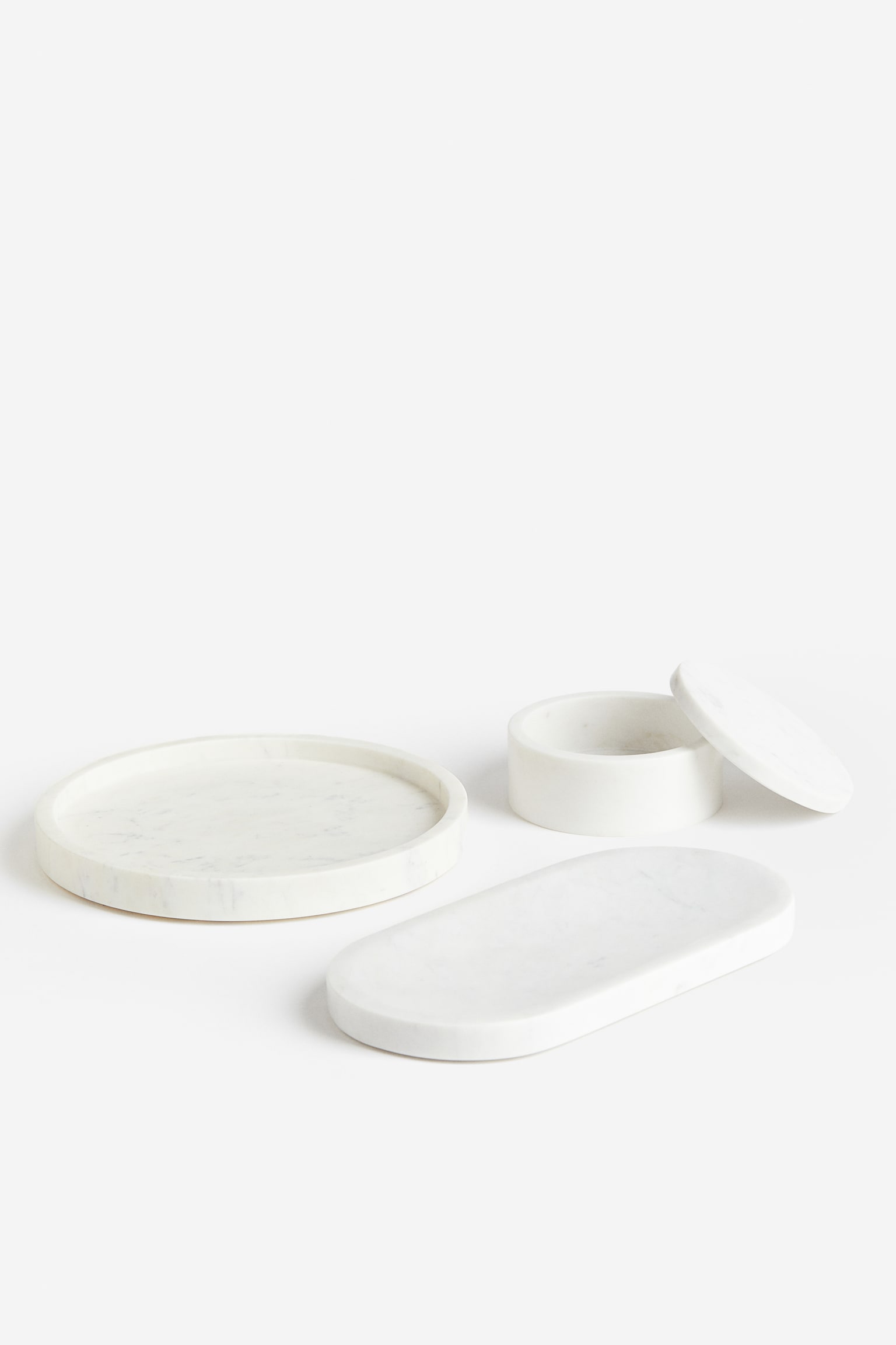 Round marble tray - White/Marble - 2