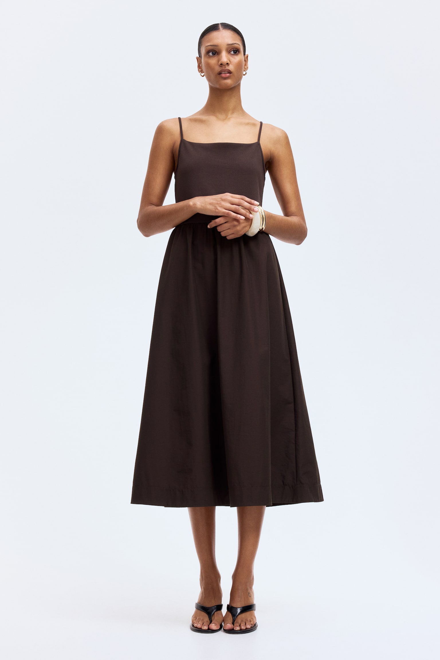 Strappy midi dress - Café oscuro/Negro/Blanco - 5