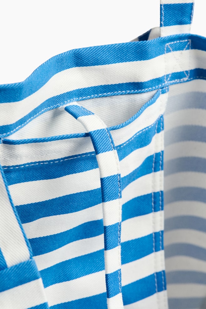 Cotton Canvas Beach bag - Blue/striped/Yellow/striped - 3