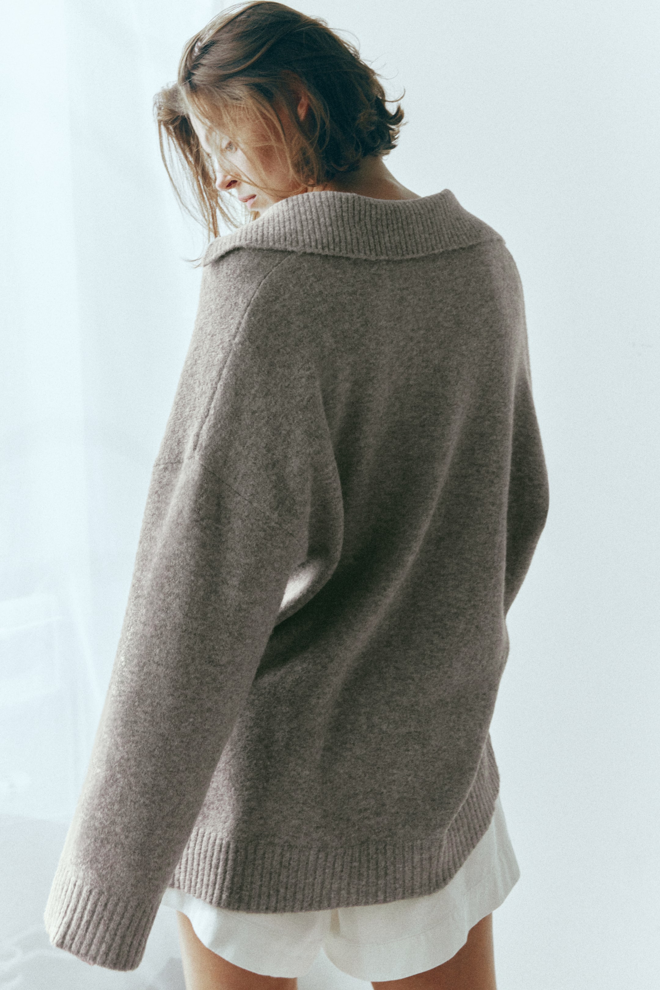 Fine-Knit Sweater with Collar