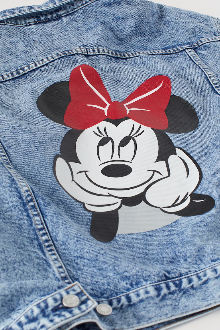 Oversized denim jacket Denim blue/Minnie Mouse Ladies H&M