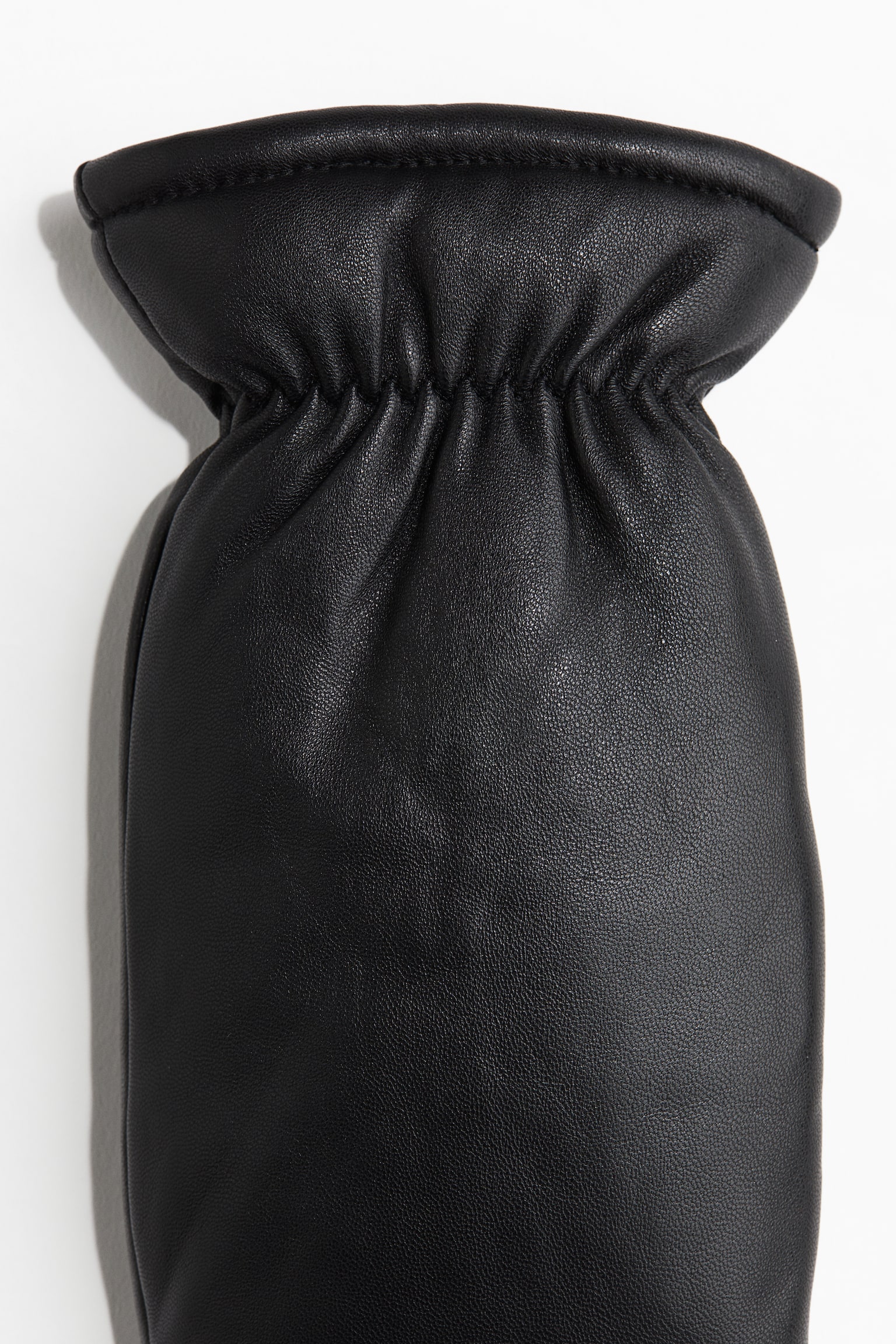 Padded leather mittens - Black - 2