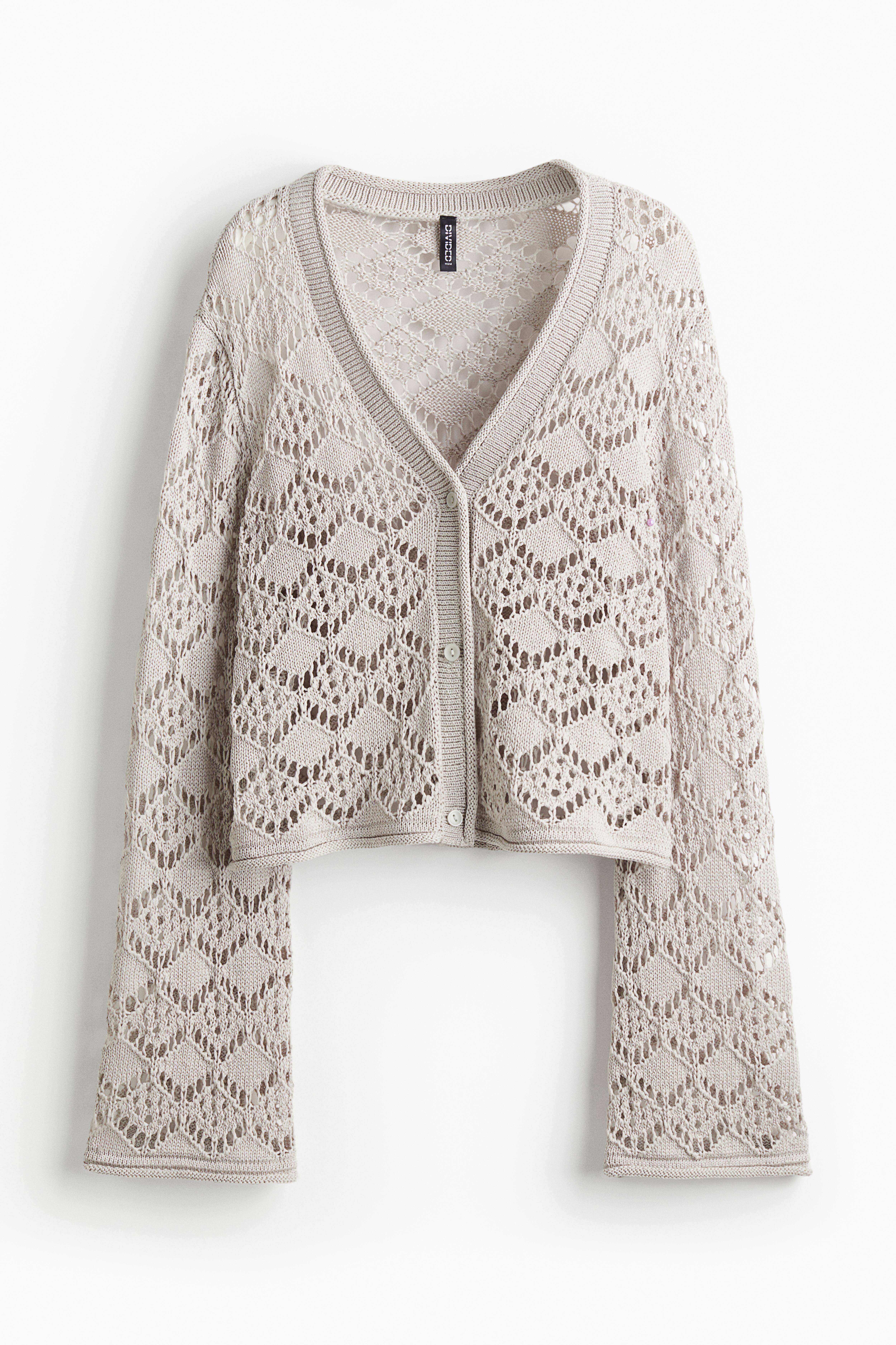 Pointelle-knit Cardigan - Light Gray - Ladies | H&M US