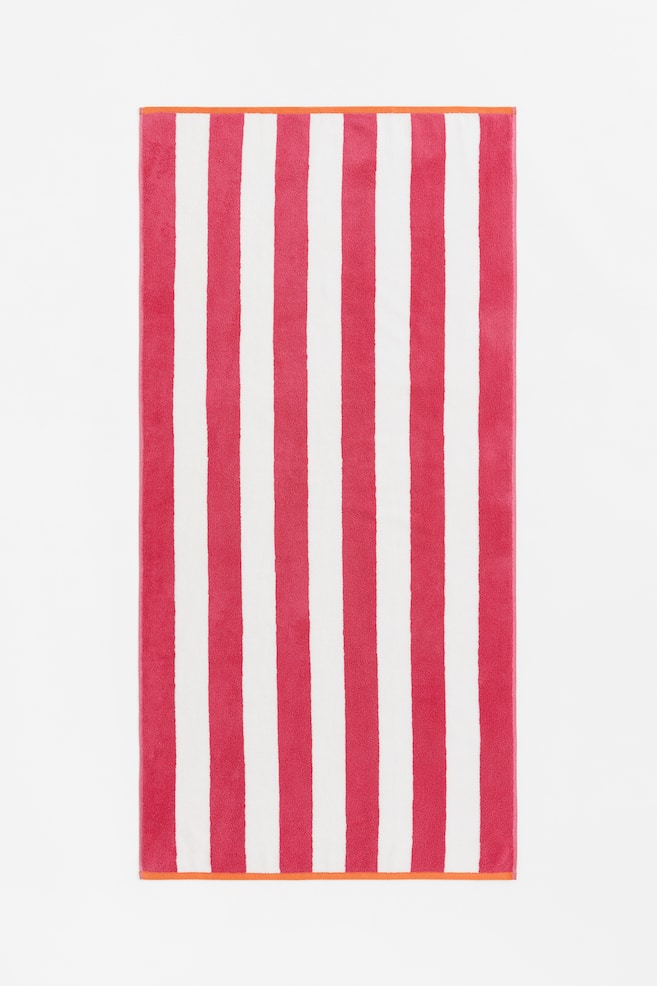 Striped beach towel - Pink/White/Orange/Striped - 1