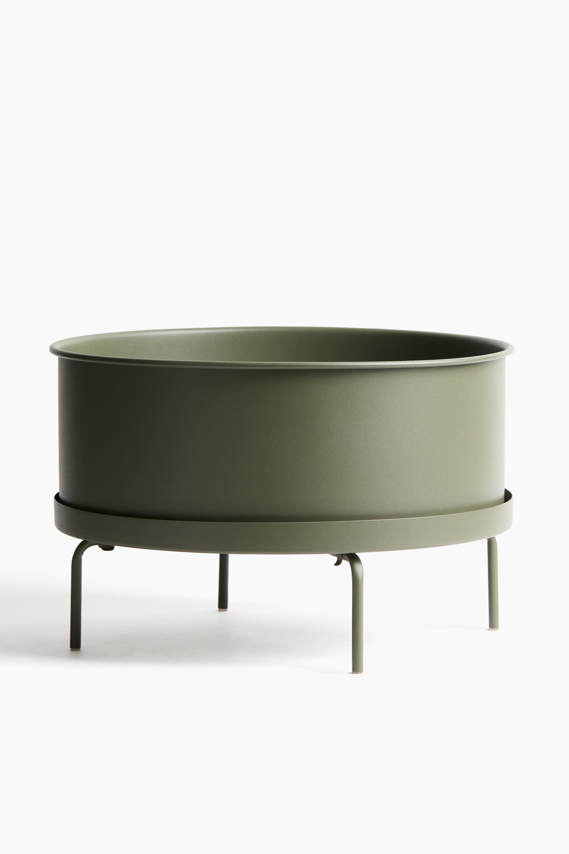 Large pot de fleurs avec support - Vert olive/Beige clair/Noir