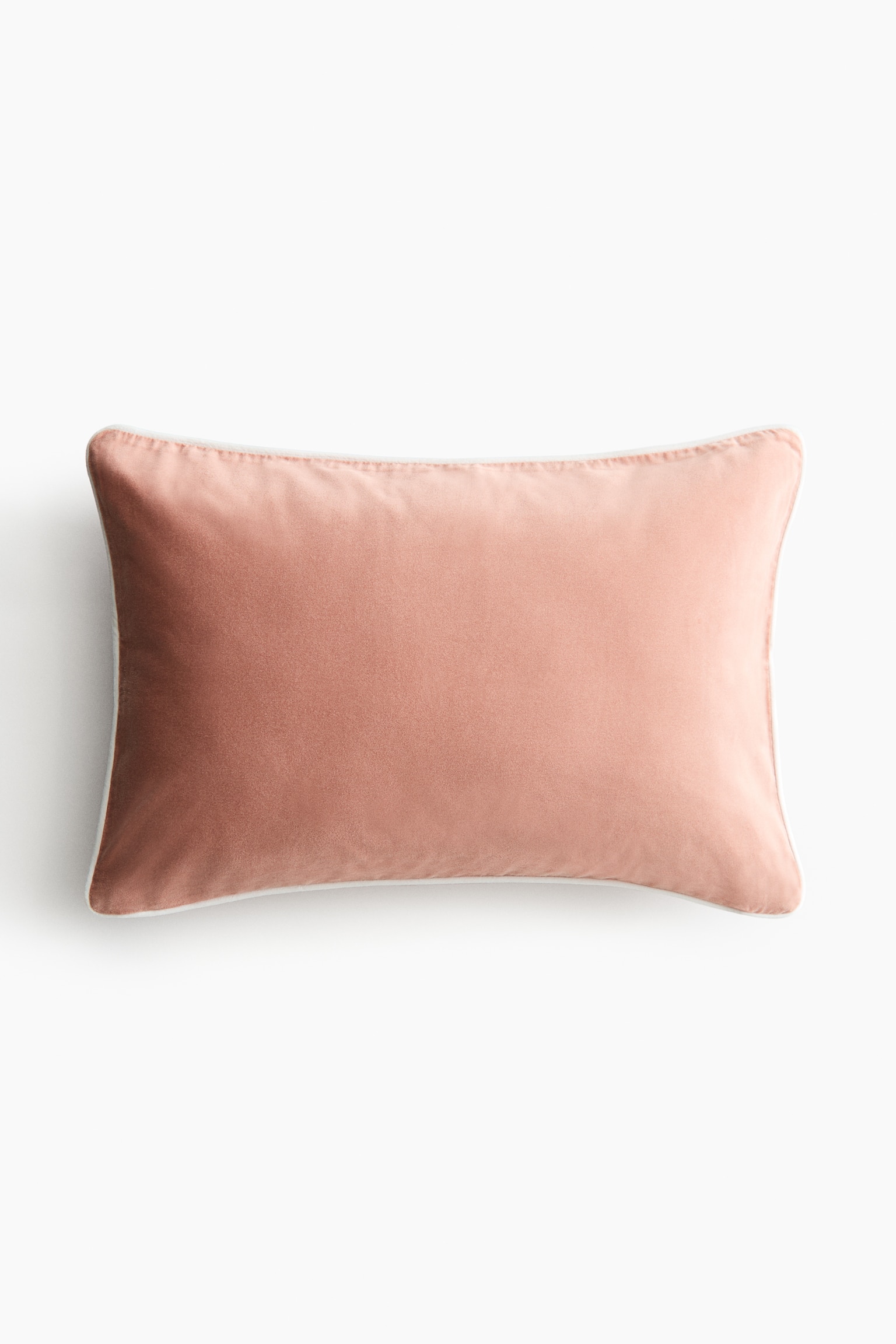 Piping-detail velvet cushion cover - Old rose/Light dusty pink/Light beige/Brown/Light green/Greige - 1