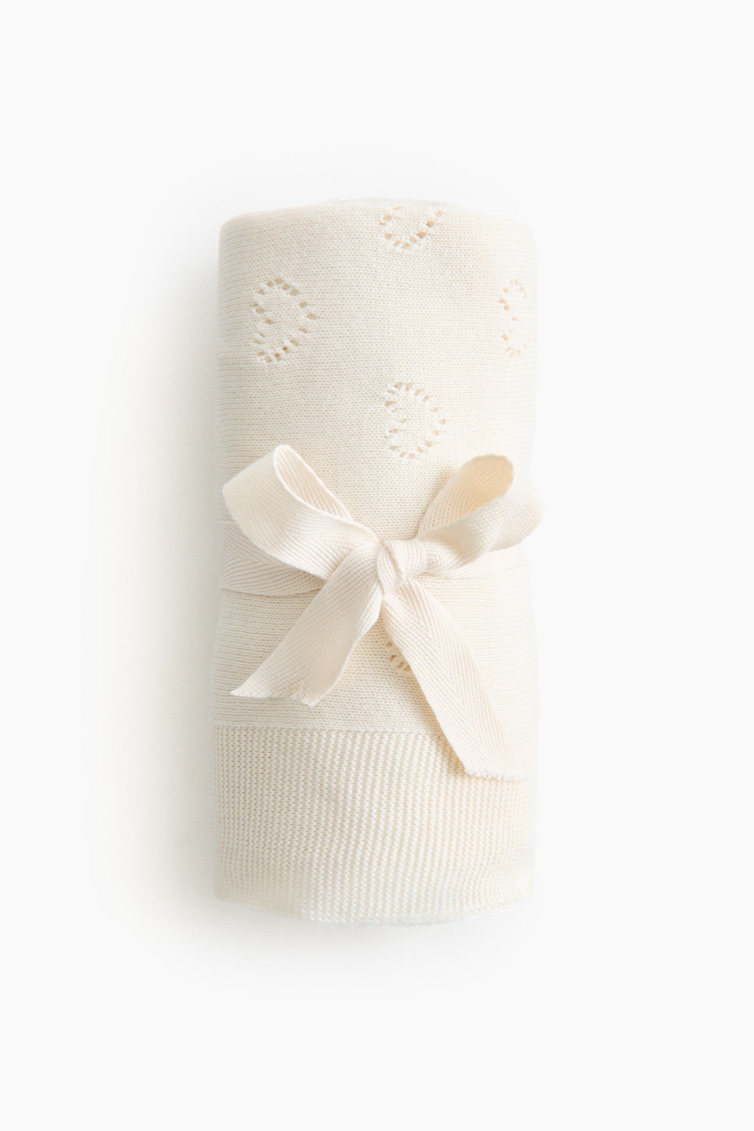 שמיכת כותנה פוינטל לתינוק - לבן - 3