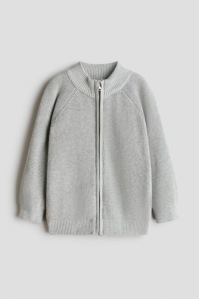 Katoenen vest met ritssluiting - Lichtgrijs gemêleerd/Marineblauw - 1
