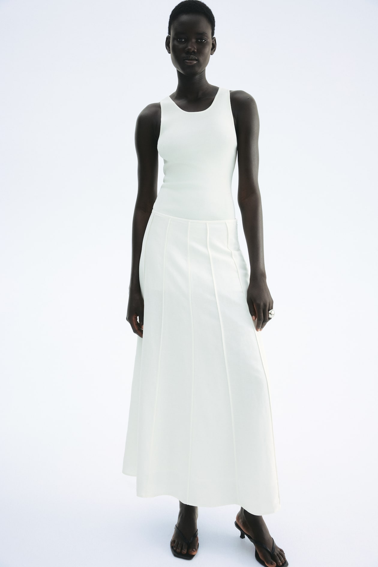 Flared Linen-Blend Skirt