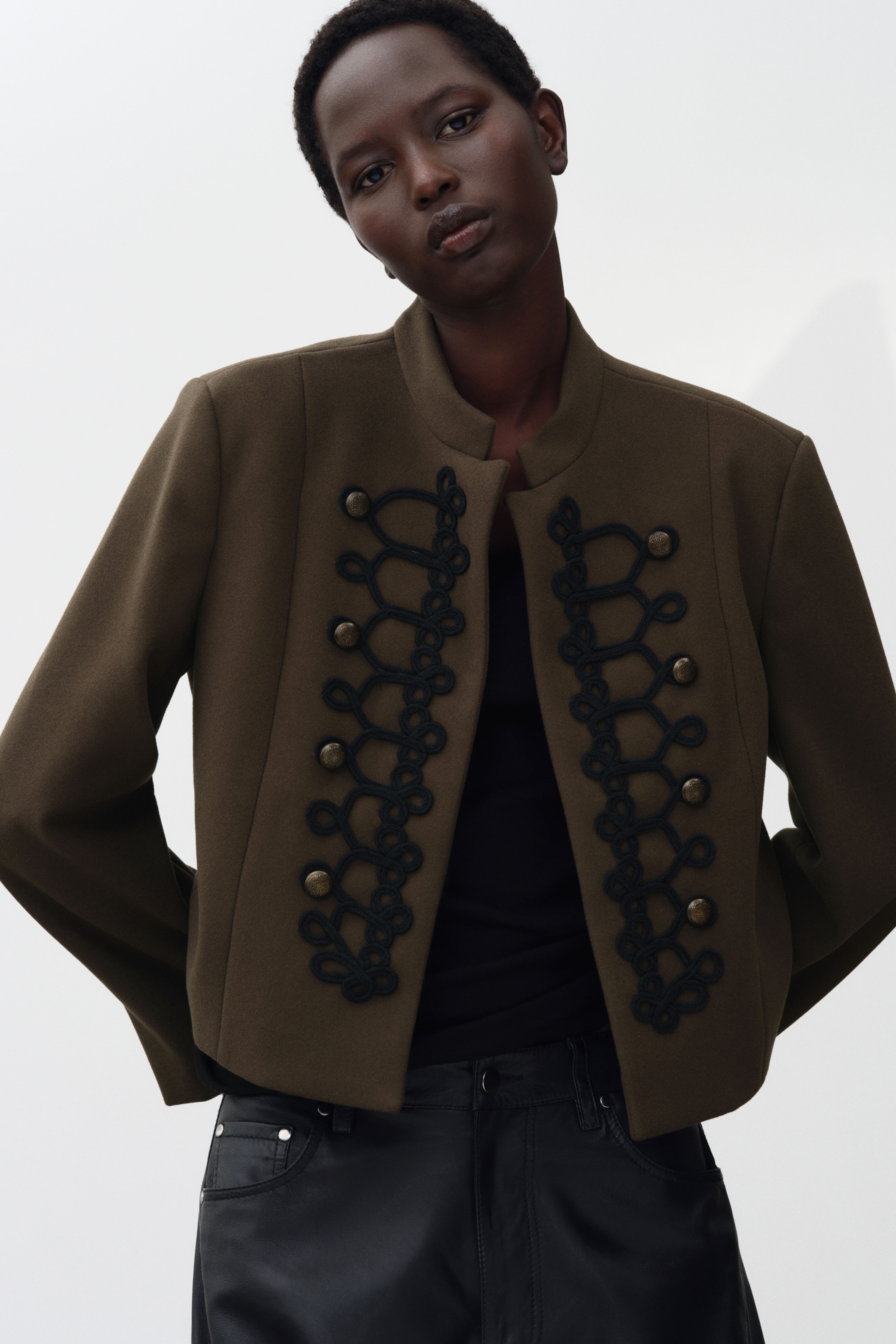Felted Button-Detail Jacket