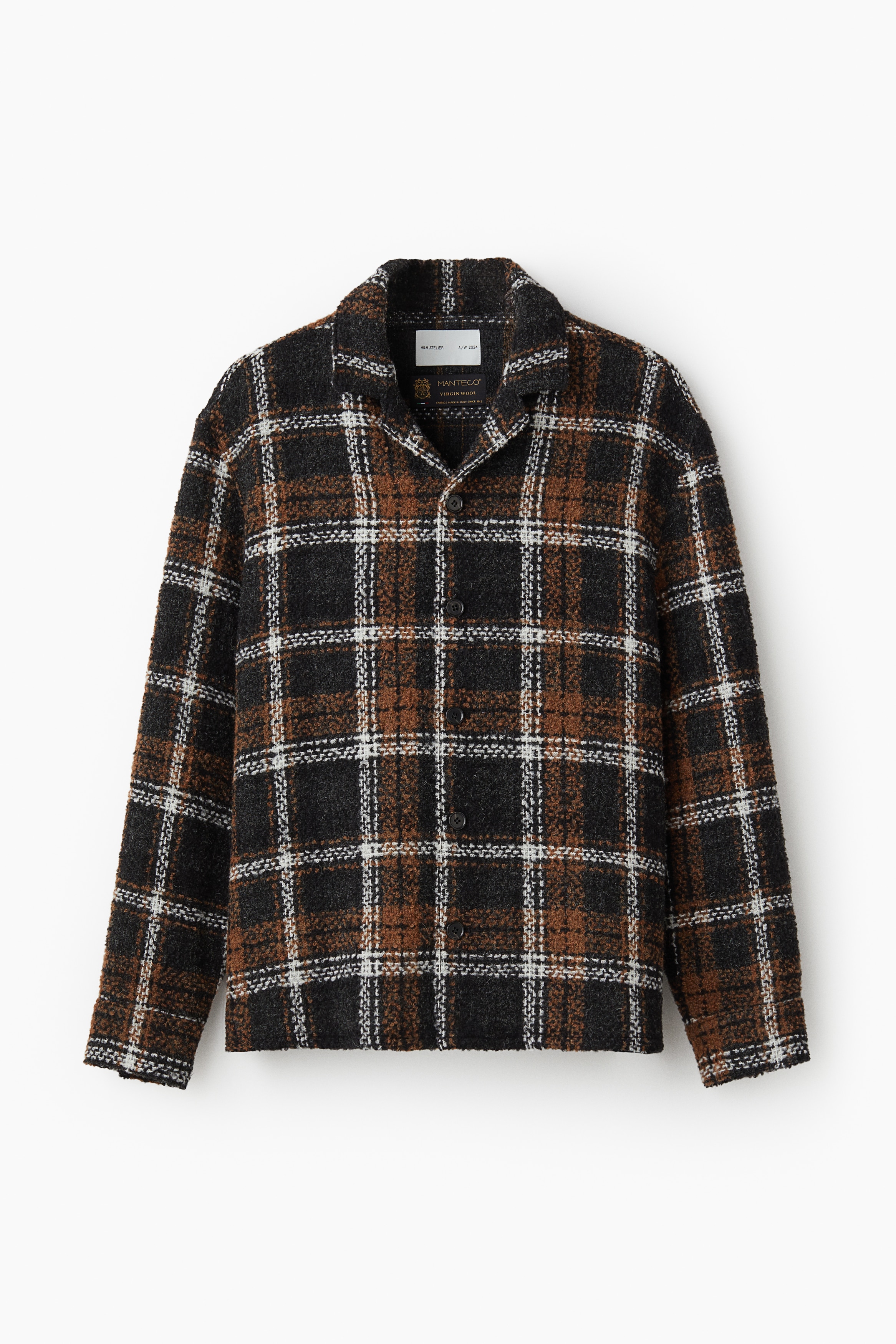 Mannen - Lichtbruin/zwart geruit Overshirt van wolmix - Size: M  - H&M