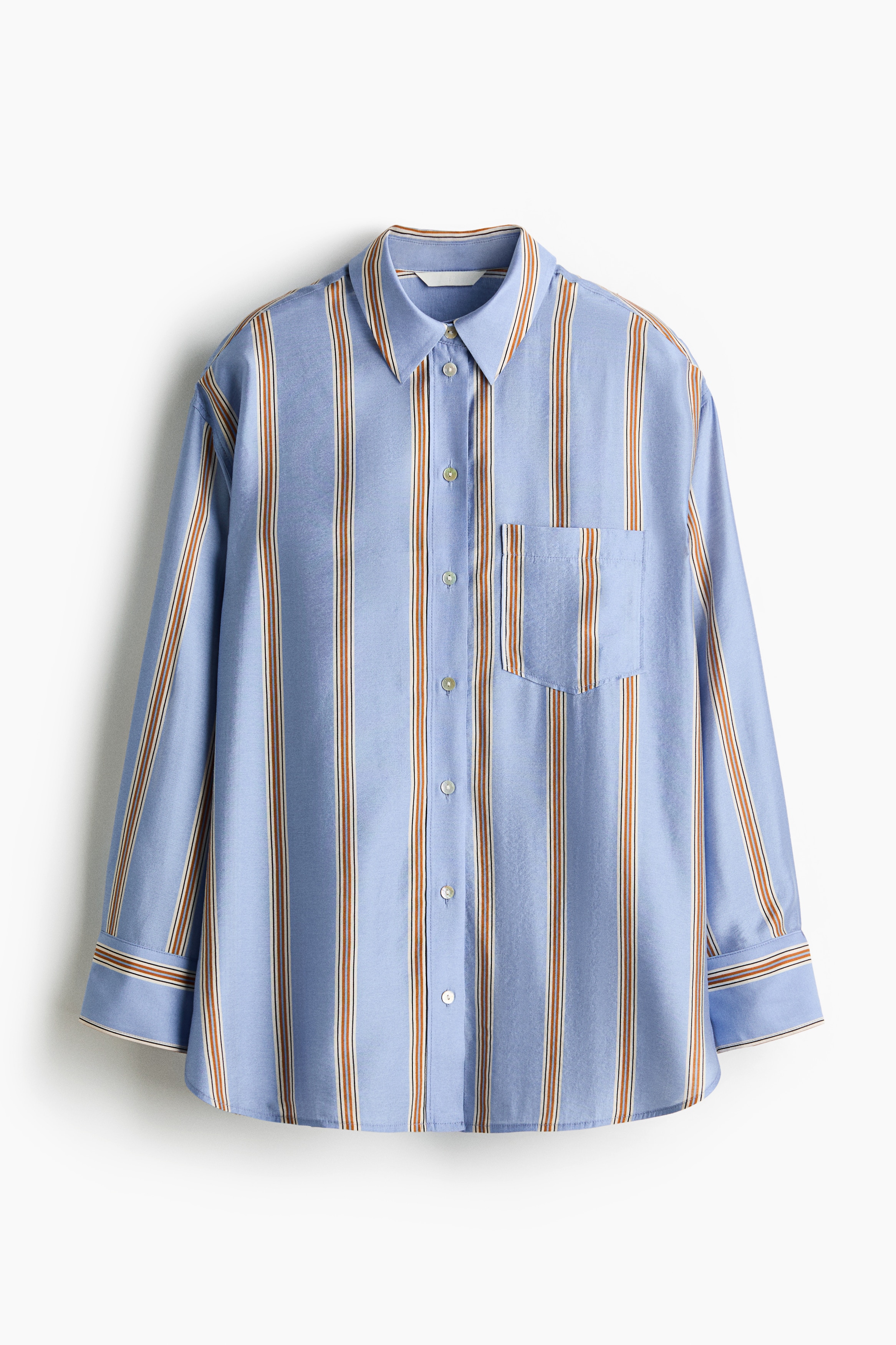 加大碼襯衫 - 淺藍色/條紋