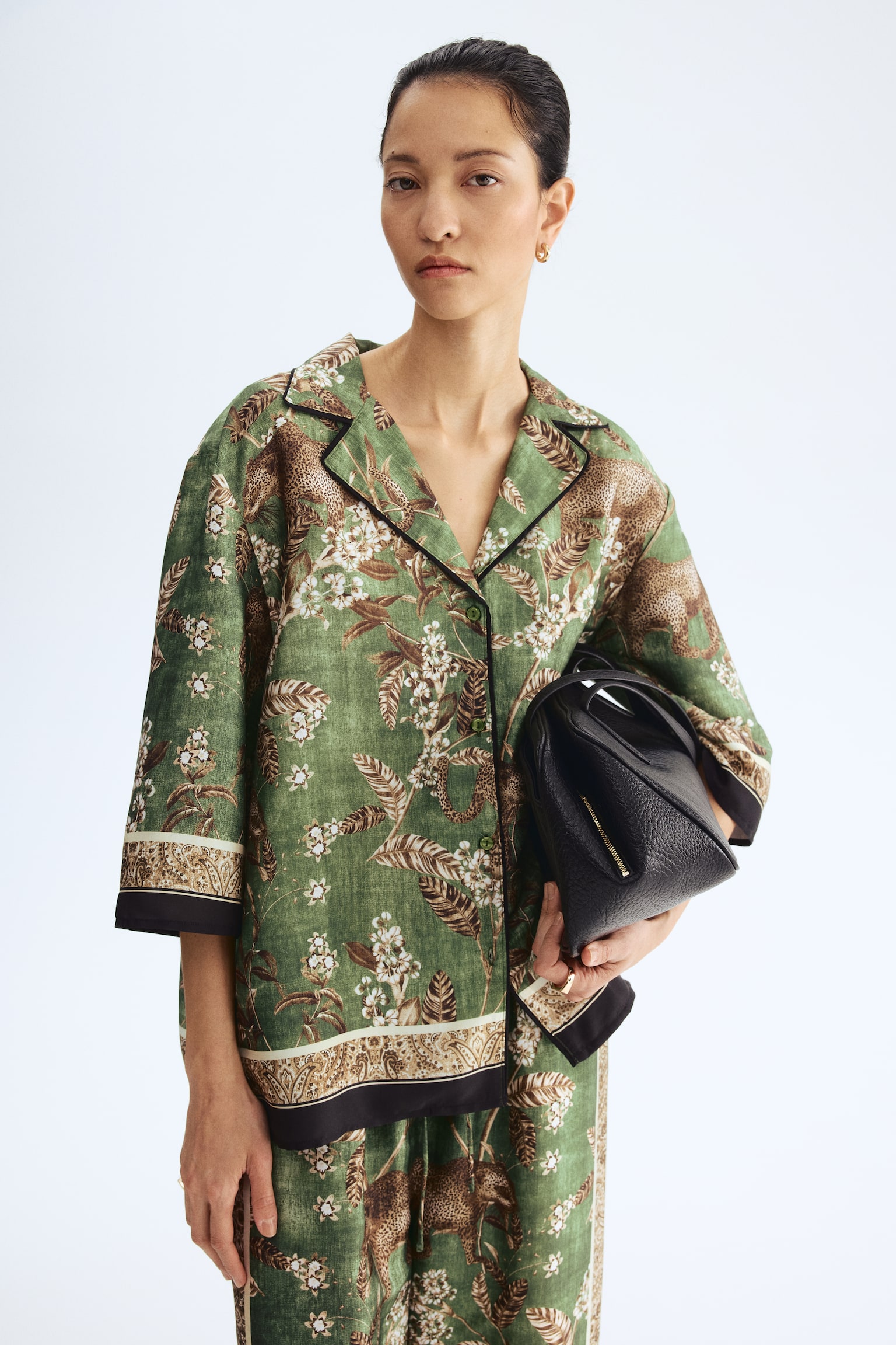 Printed resort shirt - Green/Leopards - 4