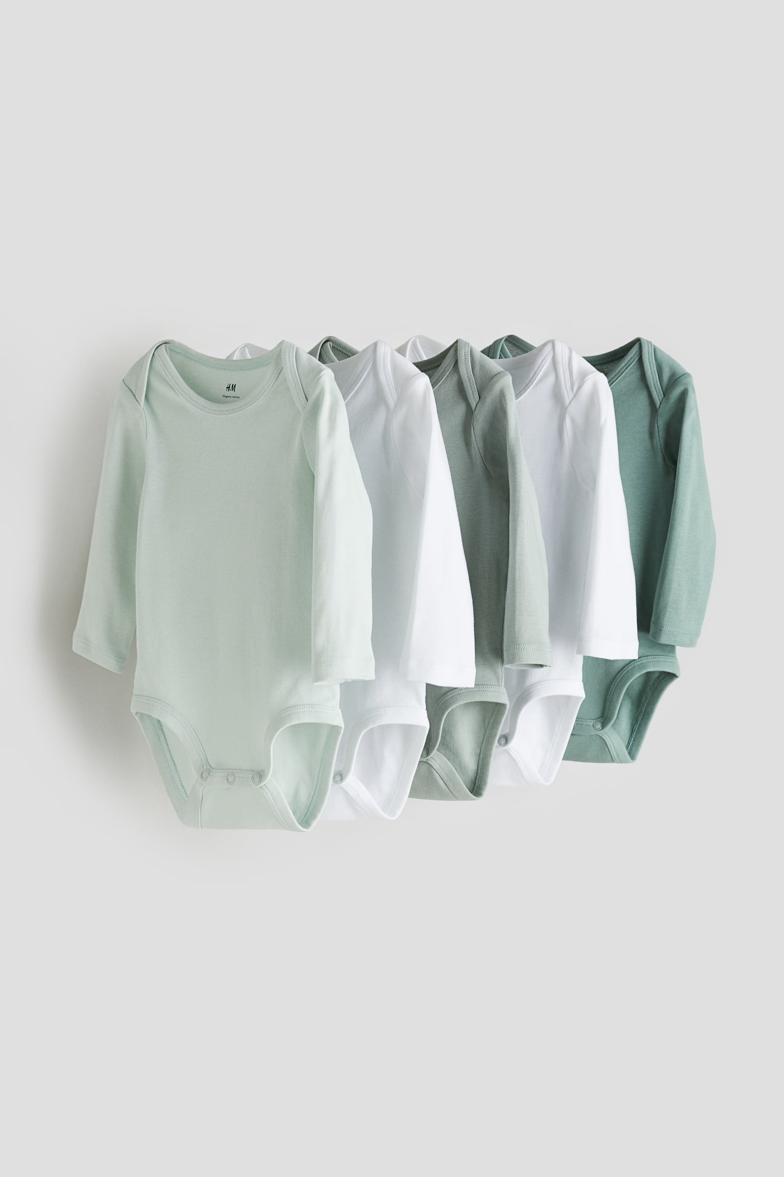 5-pack Bodysuits - Light green/Green/Light pink/White/Dark blue/Blue/Dark blue/Blue/White/Grey/Black/White/Beige/White/Orange/Dark red/White/Black - 1