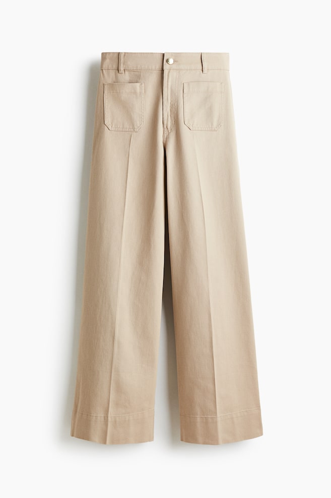 Pantalón amplio de sarga - Beige - 1