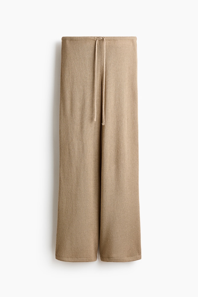 Pantaloni tricotați cu șnur - Bej/Mov-închis/Crem - 1