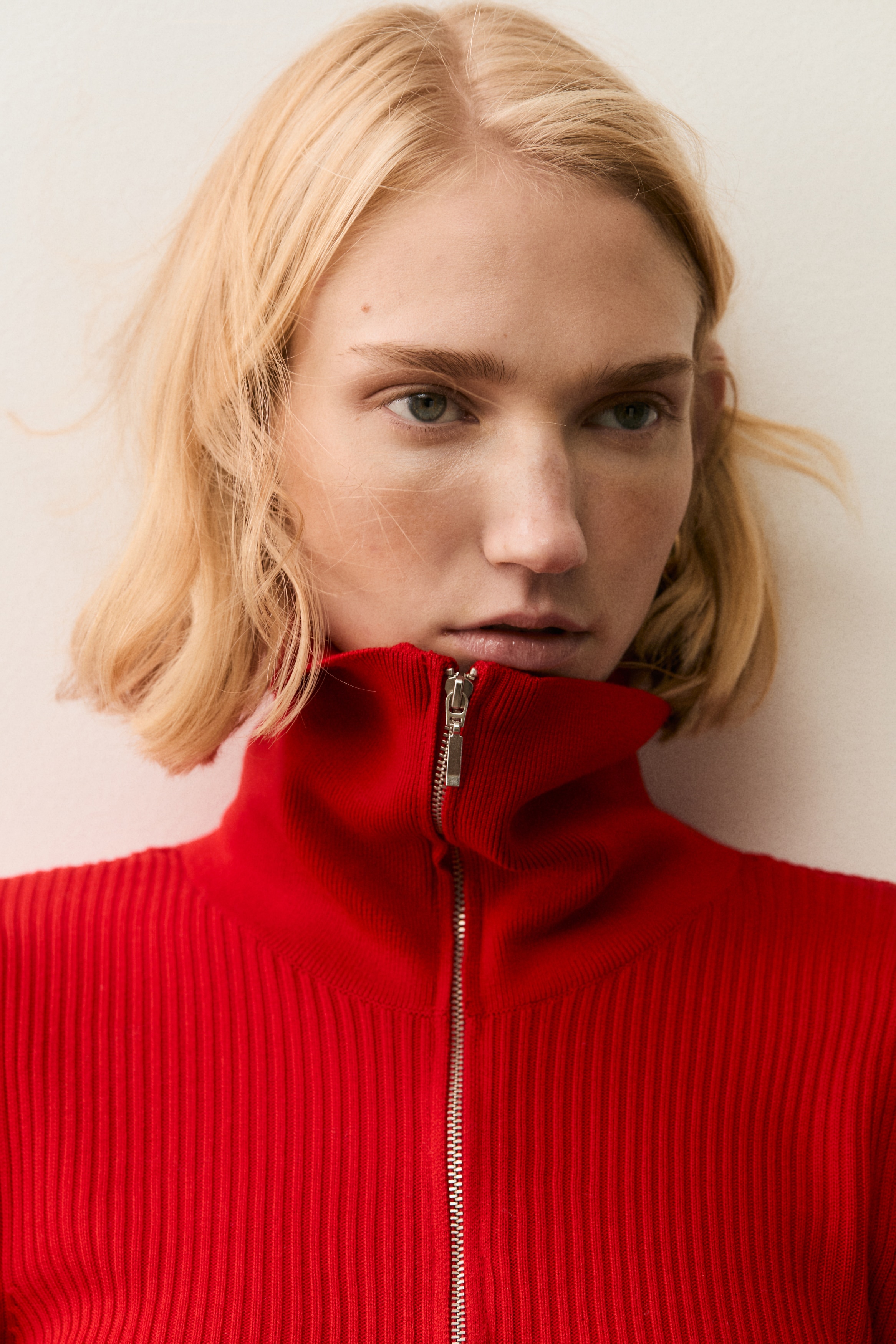 Rib-Knit Half-Zip Top - Red - Ladies | H&M US