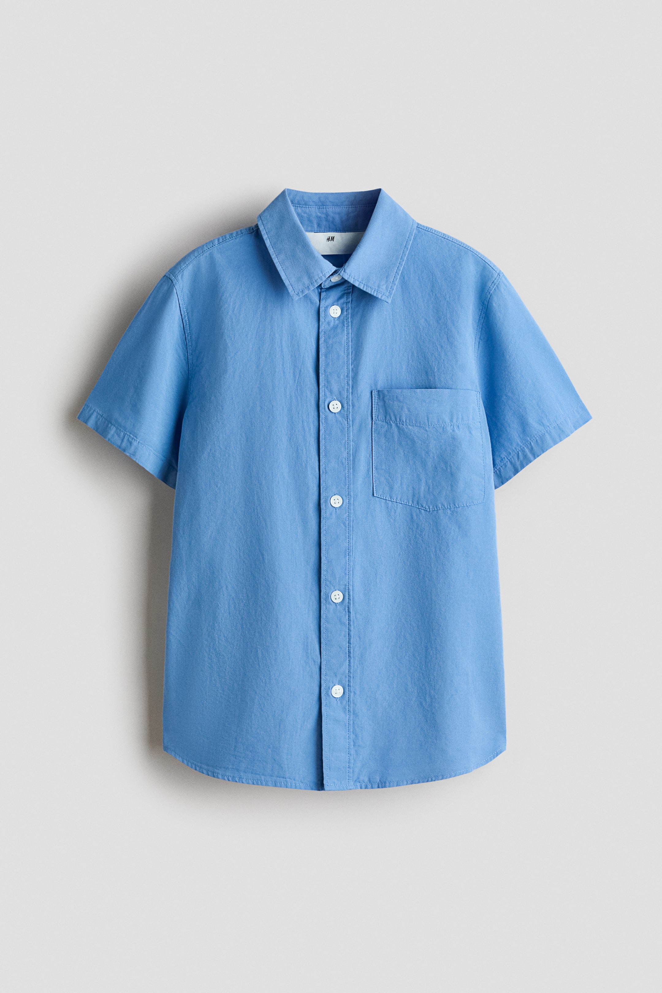 View larger image: Short-Sleeved Cotton Shirt - Blue - Kids | H&M US 1