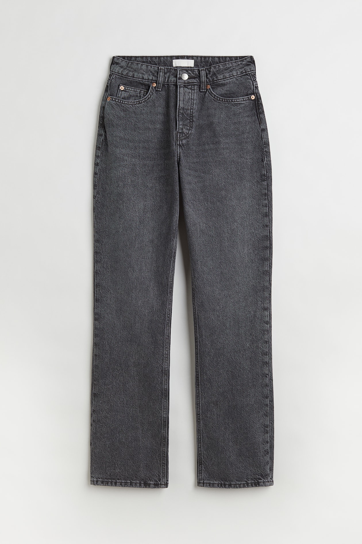 Straight High Jeans - High waist - Long - Dark grey - Ladies | H&M GB