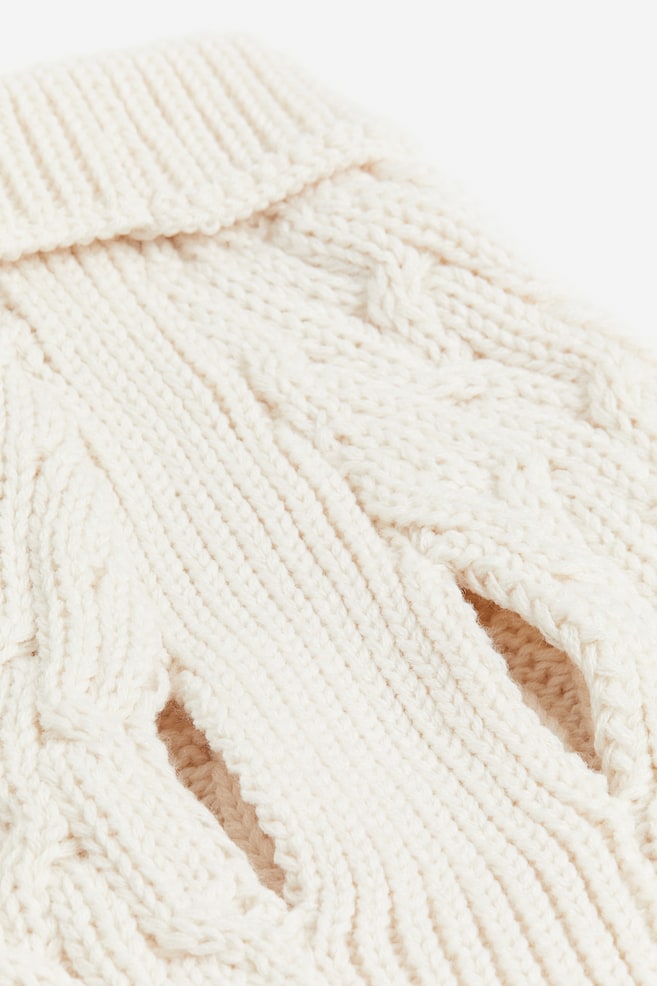 Cable-knit dog jumper - Light beige/Grey marl - 4