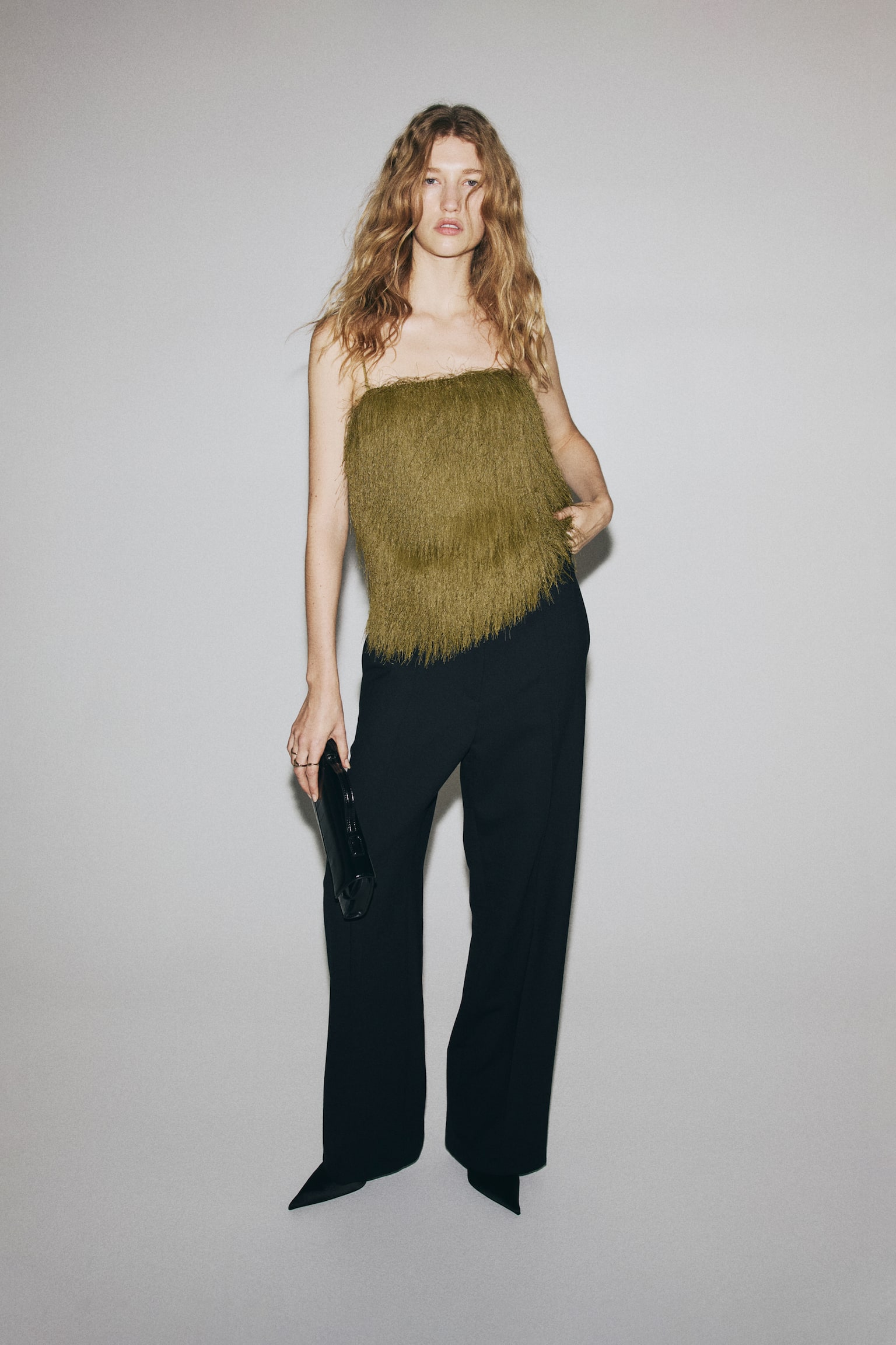 Fringed strappy top - Golden olive/Cream/Black - 4