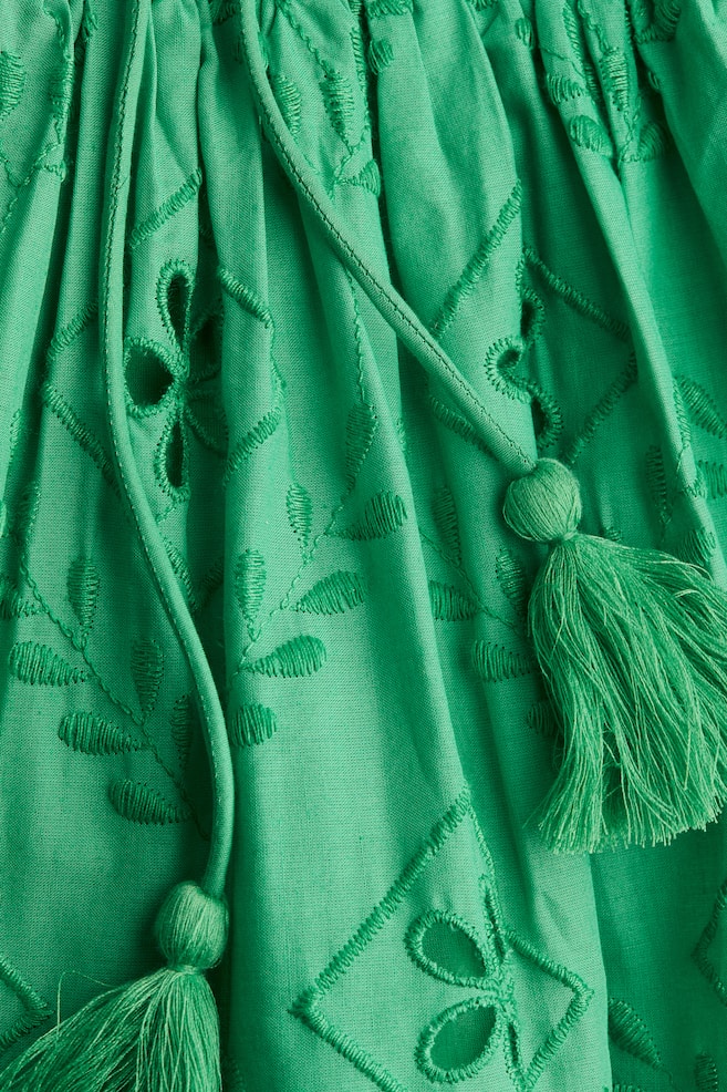 Kleid mit Broderie Anglaise-Grün - 2